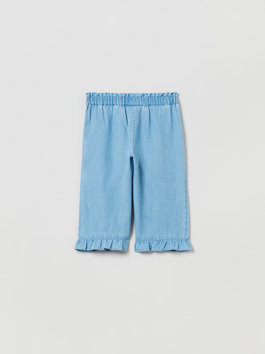 Chambray trousers with frills_2