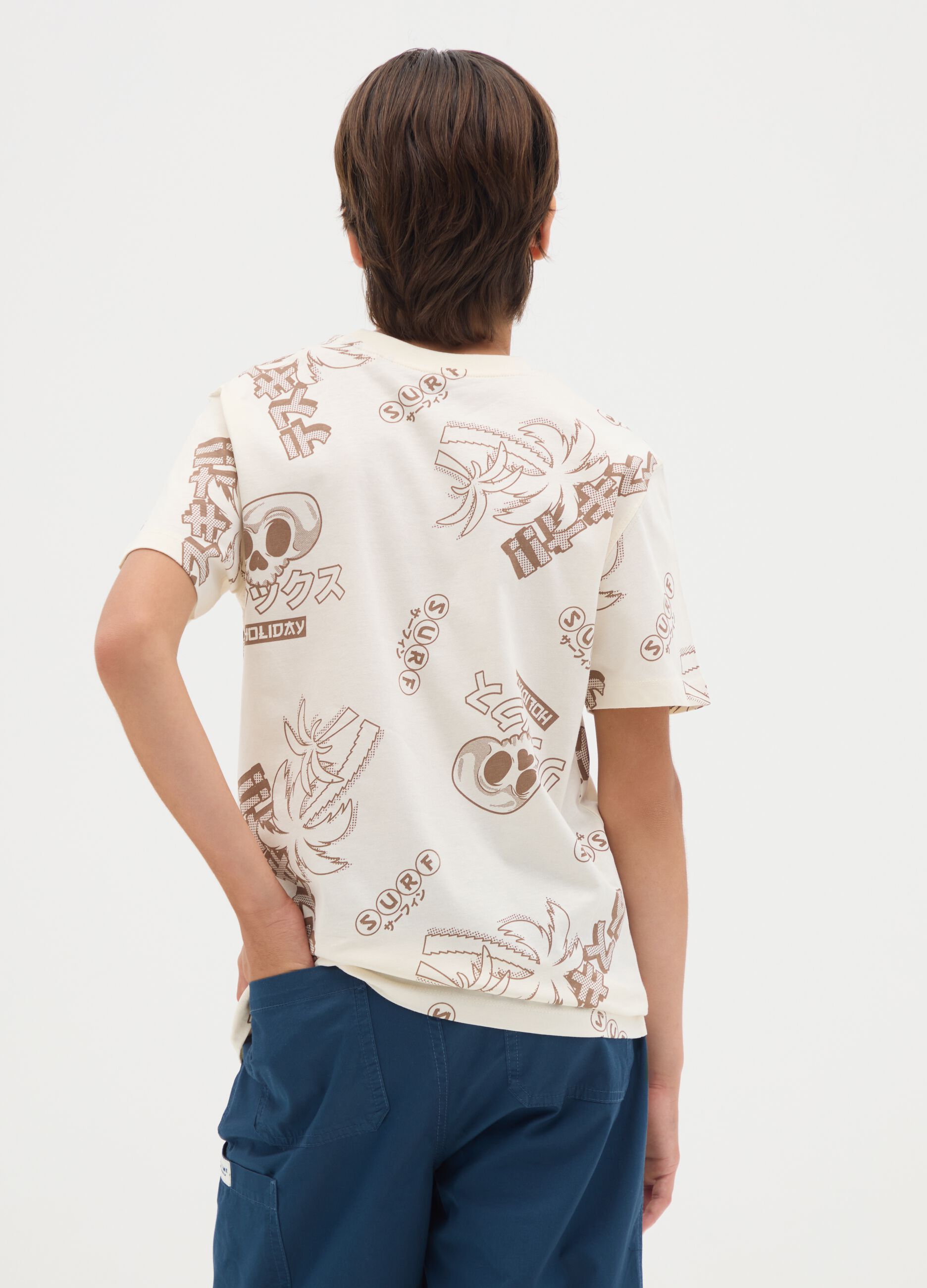 Multicolour regular fit boys' pure cotton T-shirt