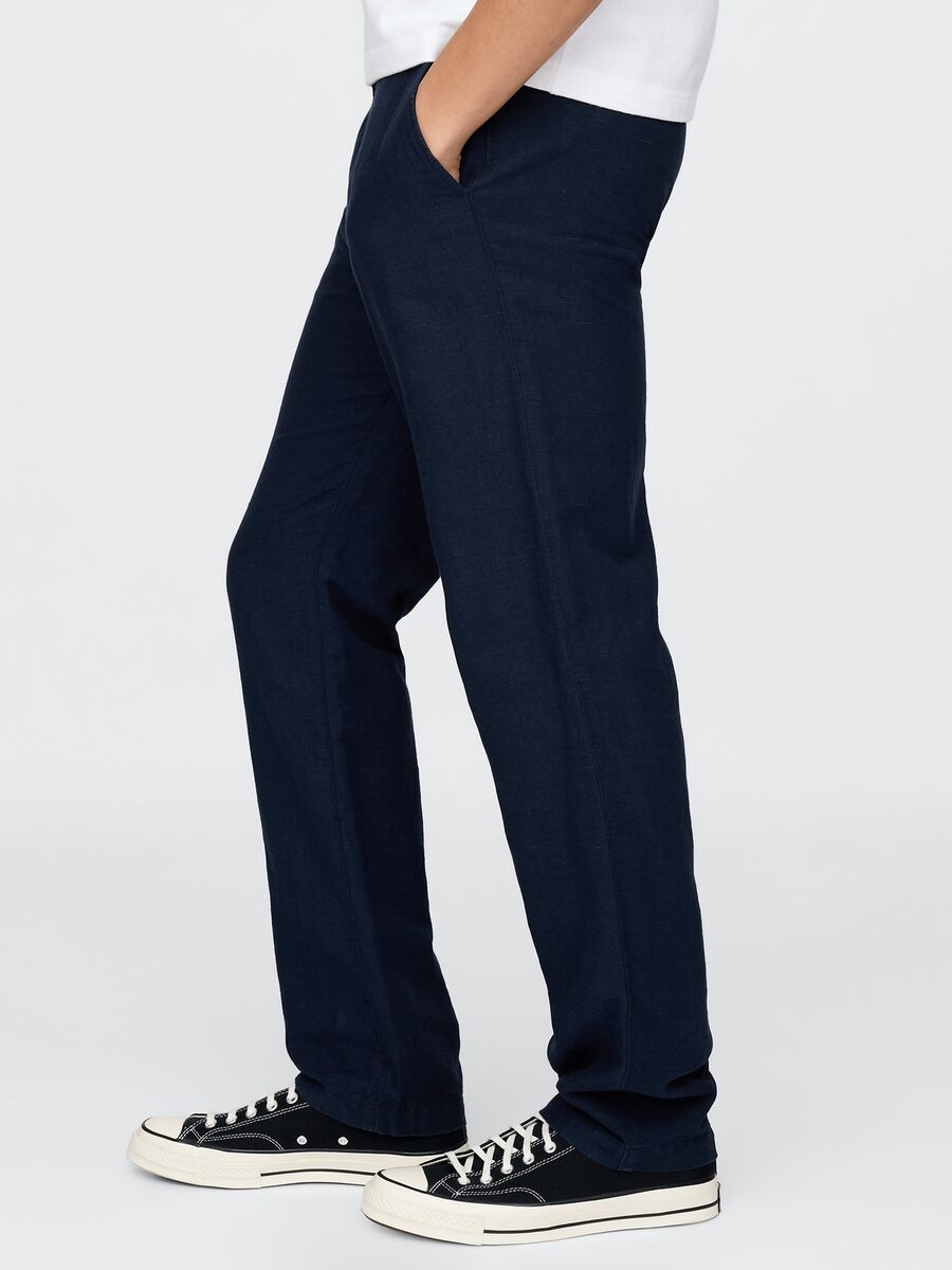 Gap Regular Blue Trousers in Linen and Cotton_3