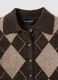 Cardigan marrone in lana elasticizzata con collo polo regular fit_1