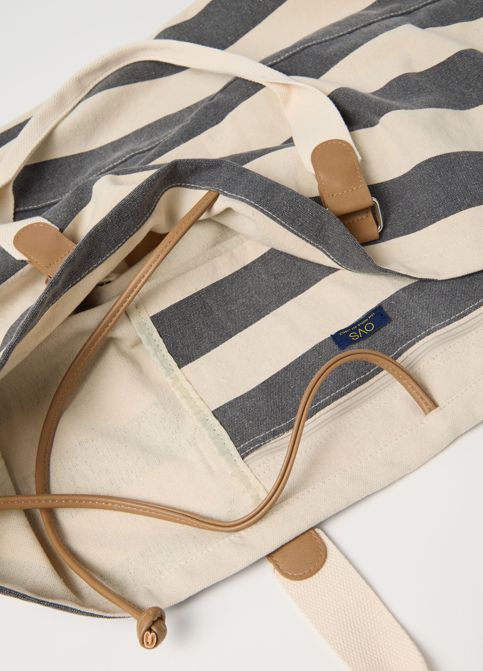 White and black striped cotton Ovs bag