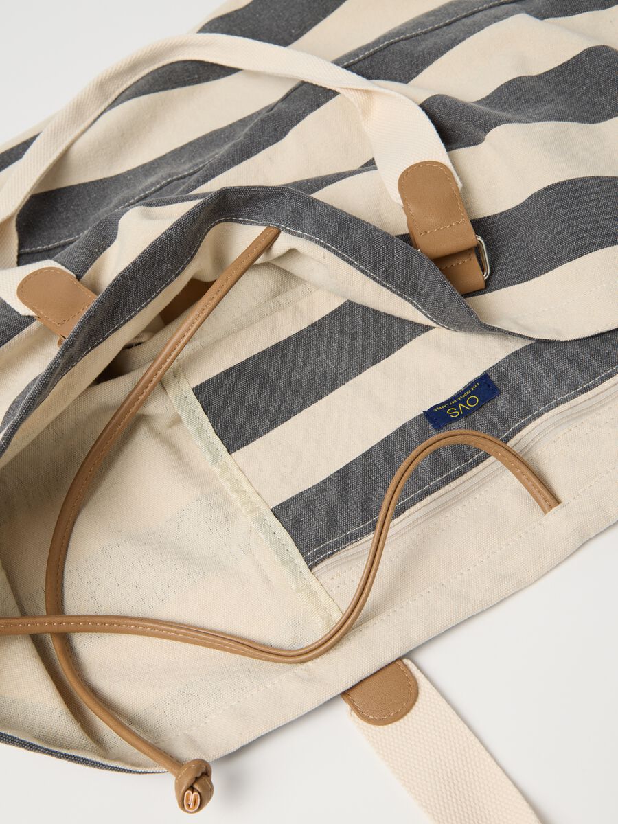 White and black striped cotton Ovs bag_2