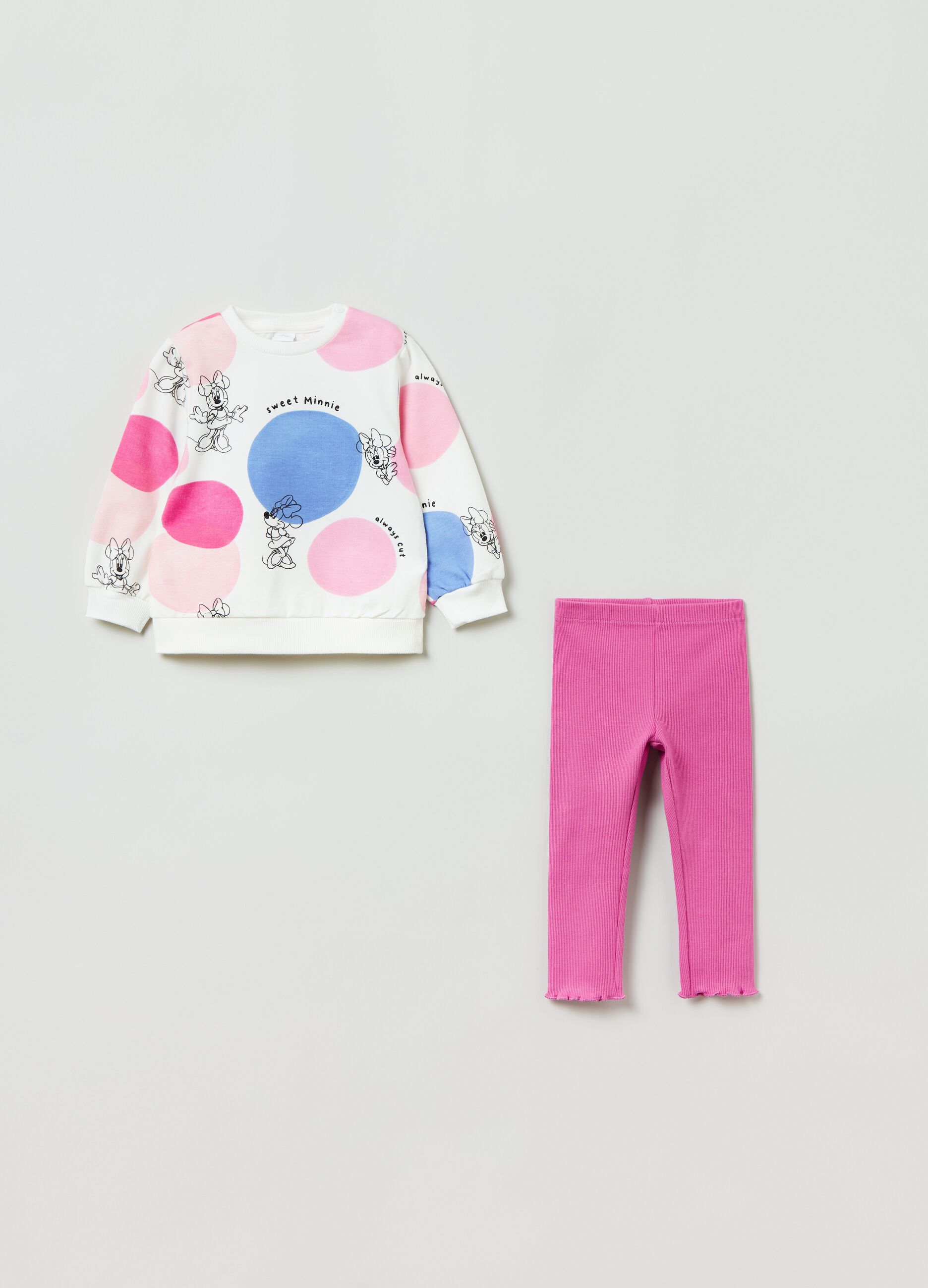 Jogging set felpato con stampa Minnie _0