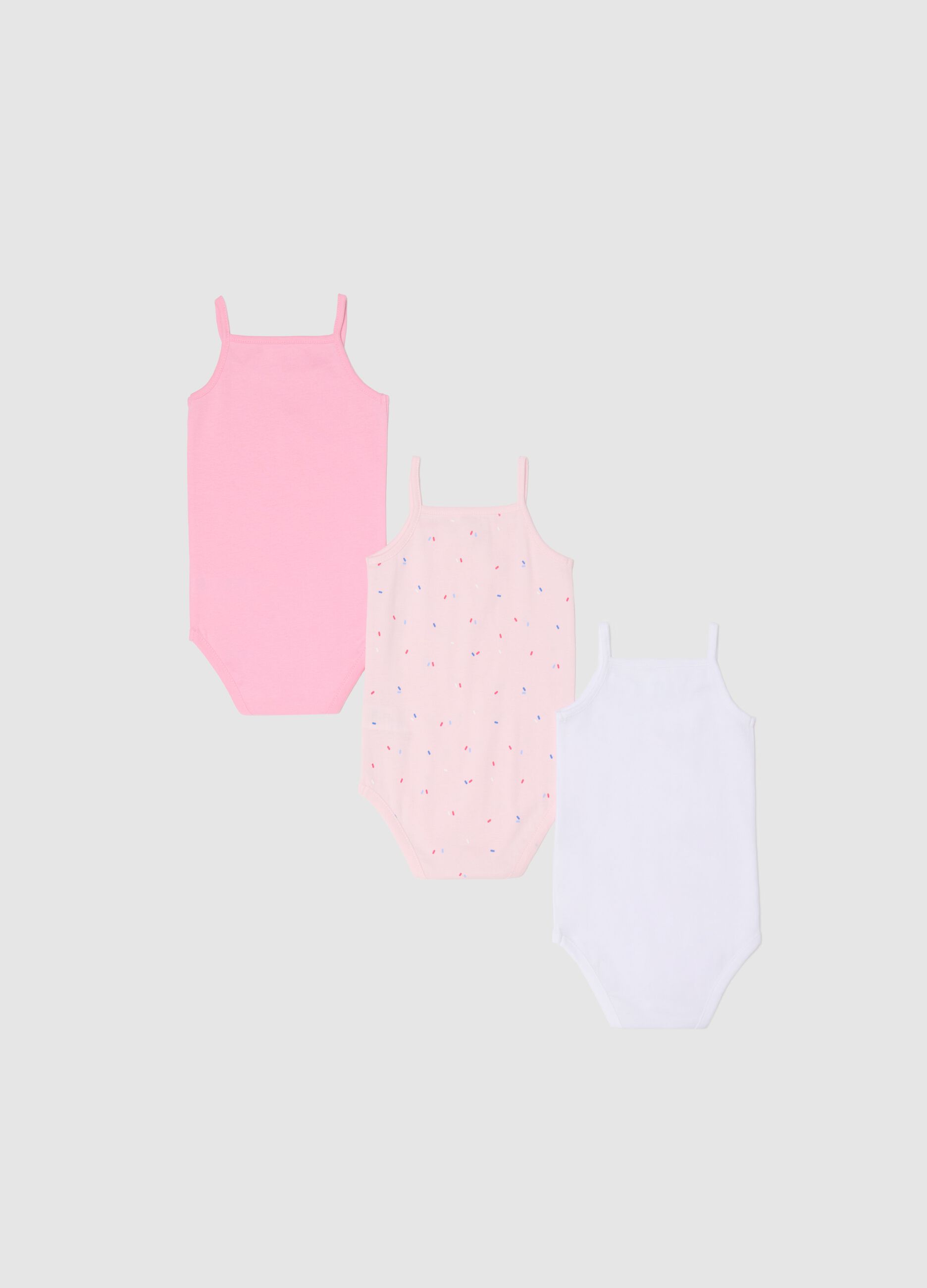 Tripack body bianco e rosa in cotone bio con stampa