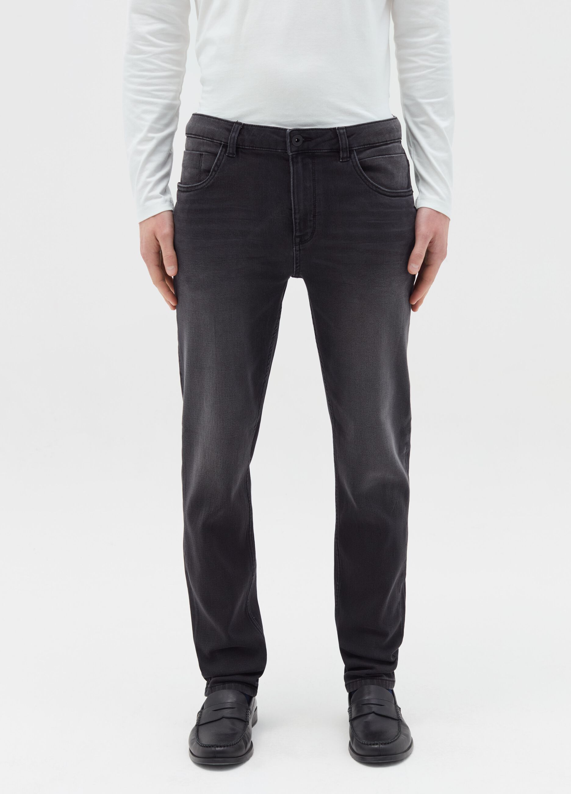 Skinny-fit jeans with fading