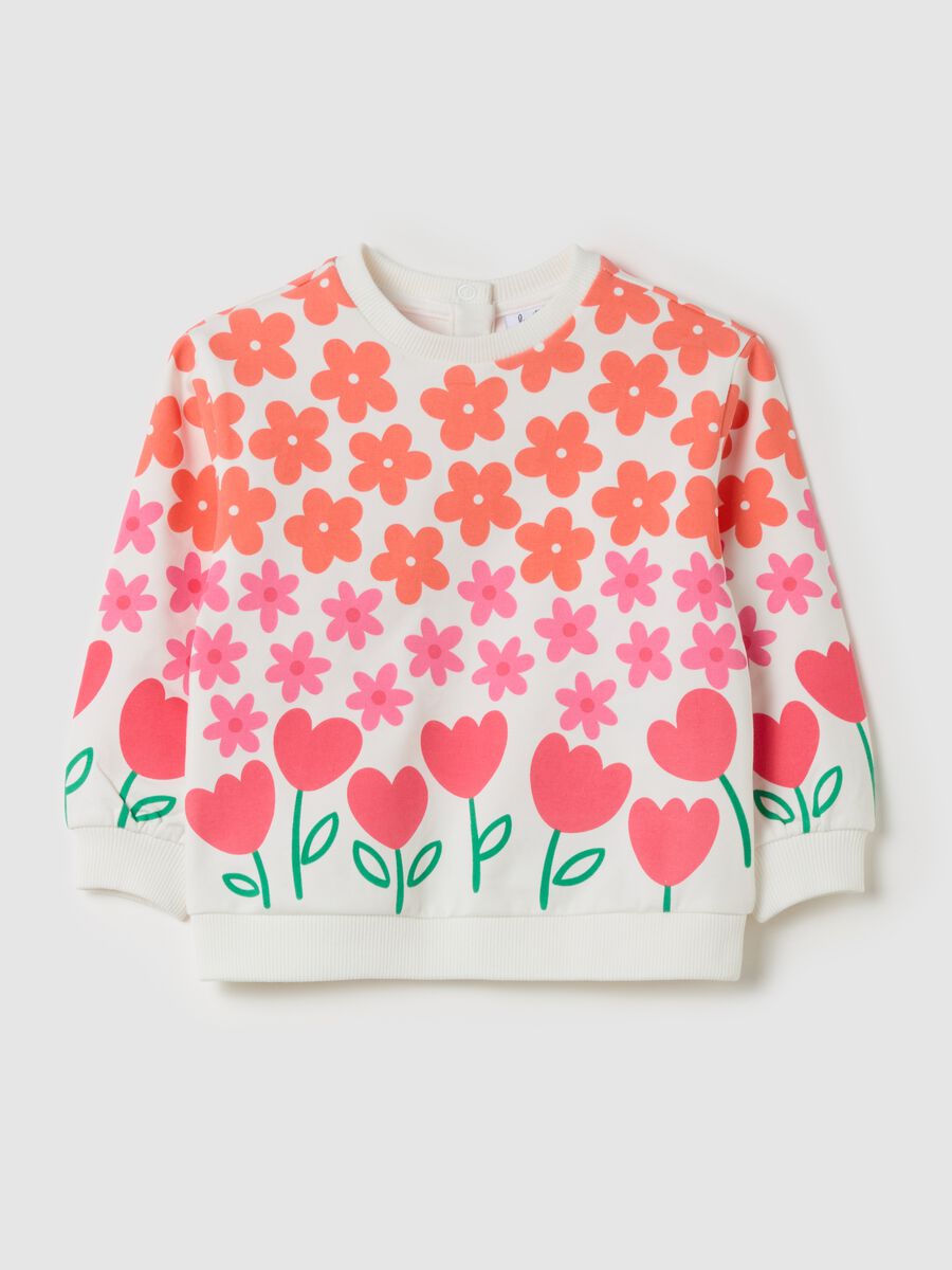 French Terry sweatshirt with flower print_0