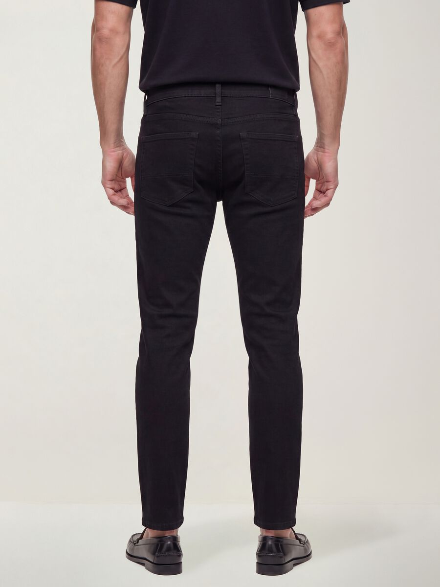 Black slim-fit stretch cotton jeans_1