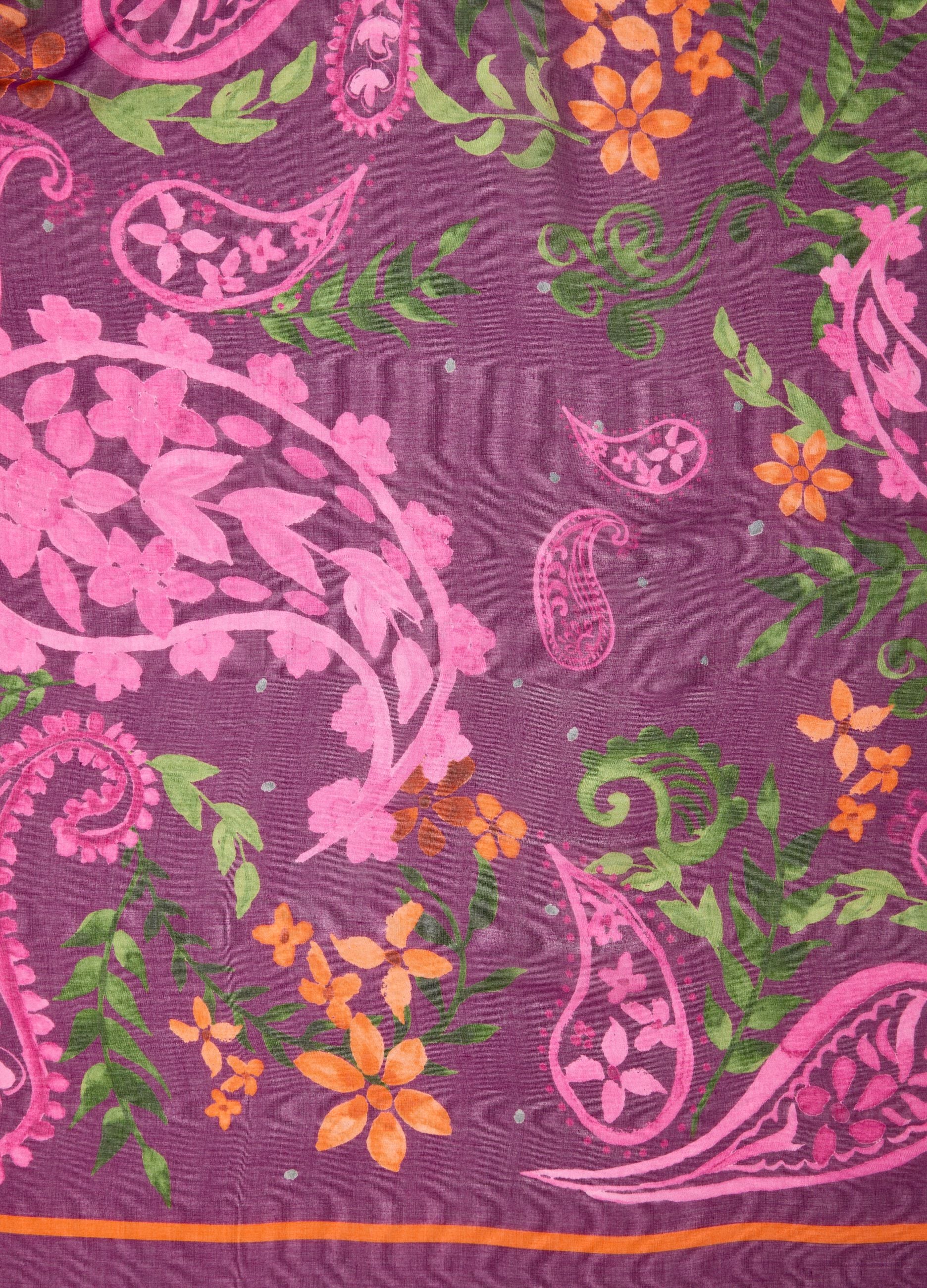 Foulard viola in pura viscosa con fantasia paisley