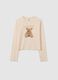 Girl's pure cotton beige T-shirt with print_0