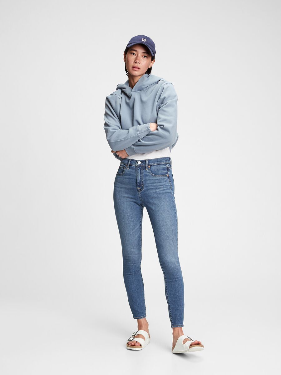 High-waisted skinny-fit jeans with fading_0