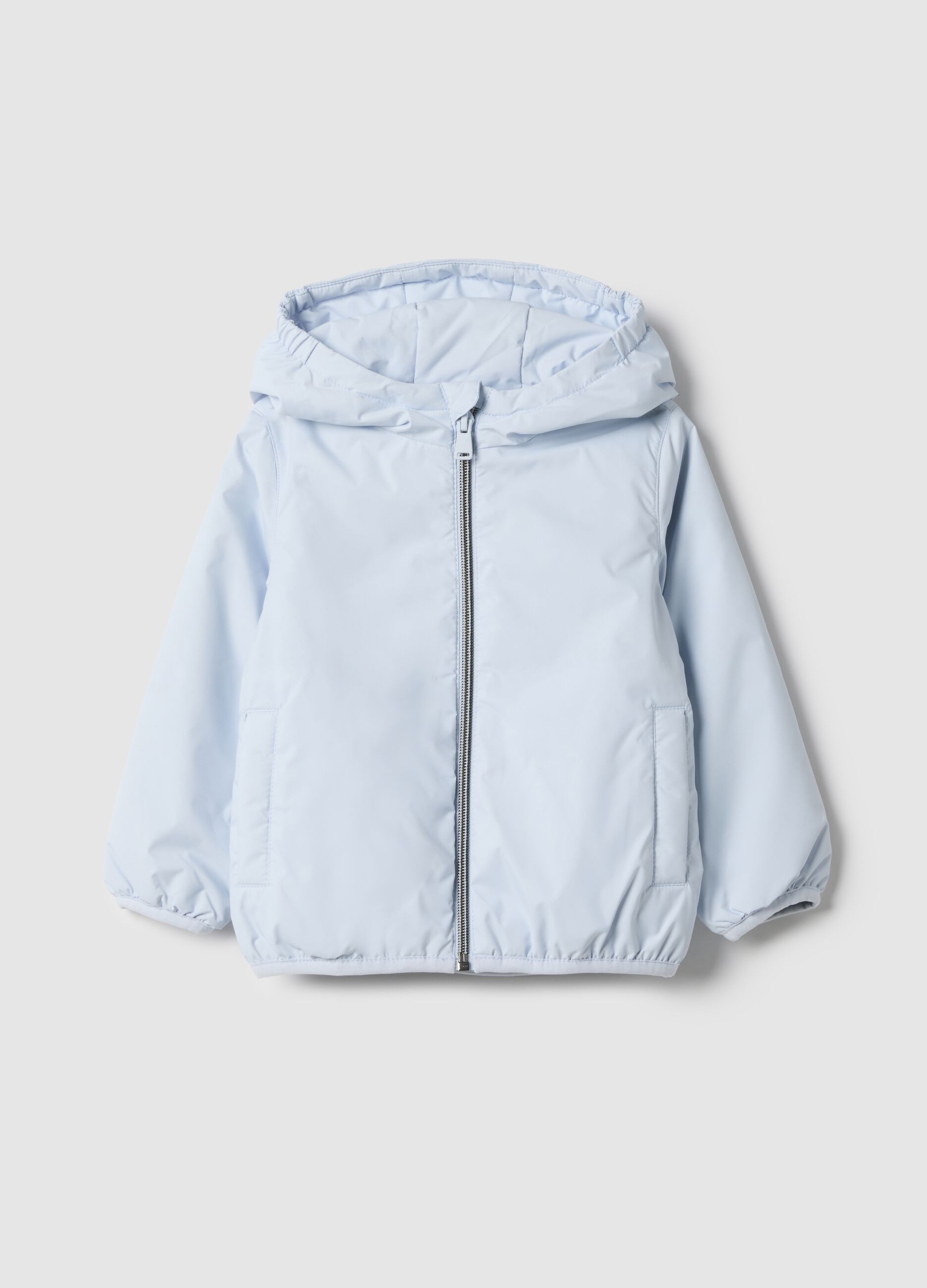 Light blue children's jacket, regular fit with hood