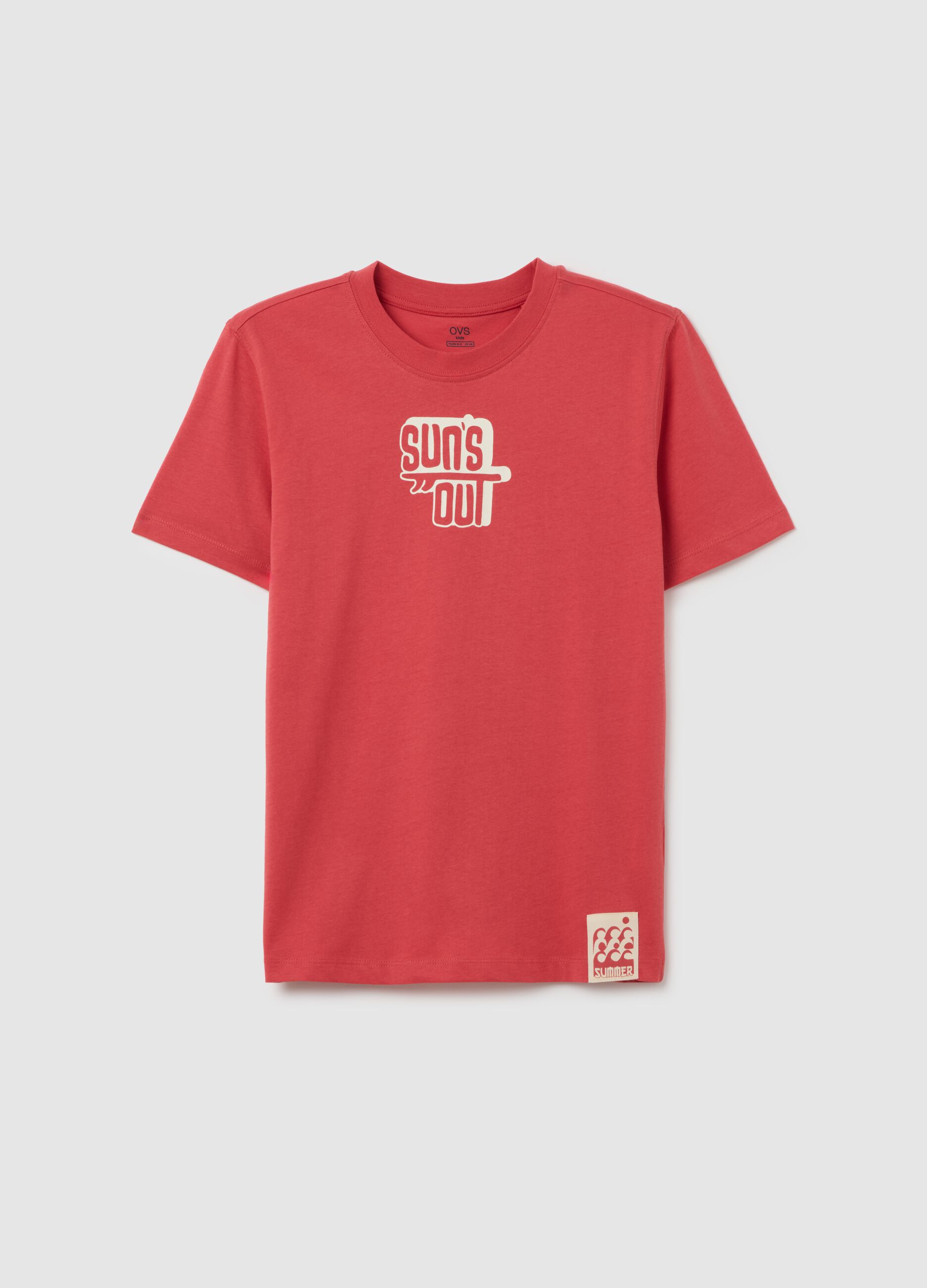 Boy's pure cotton red T-shirt regular fit with print