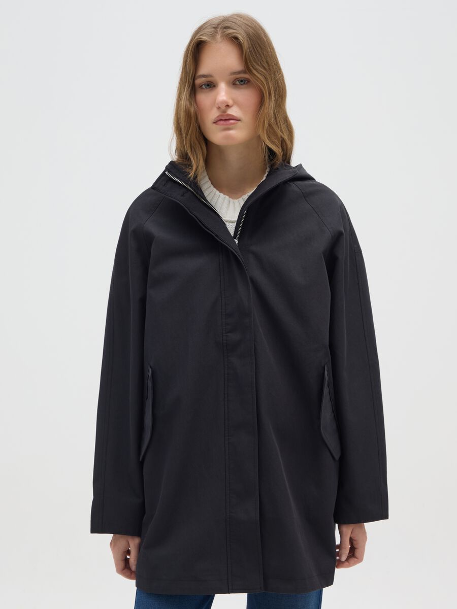 Black cotton-blend jacket regular fit_0