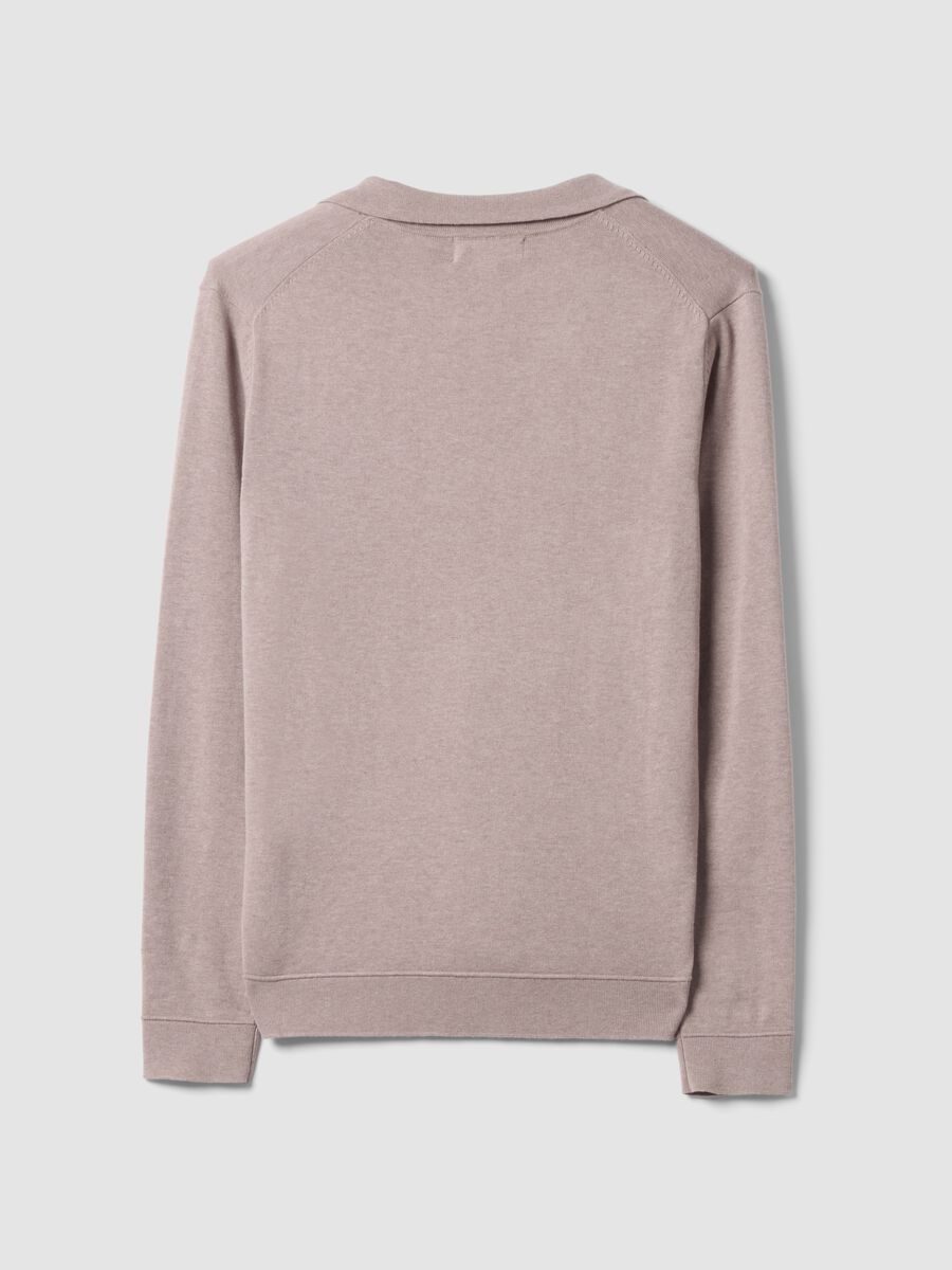 Polo beige in puro cotone a maniche lunghe_6