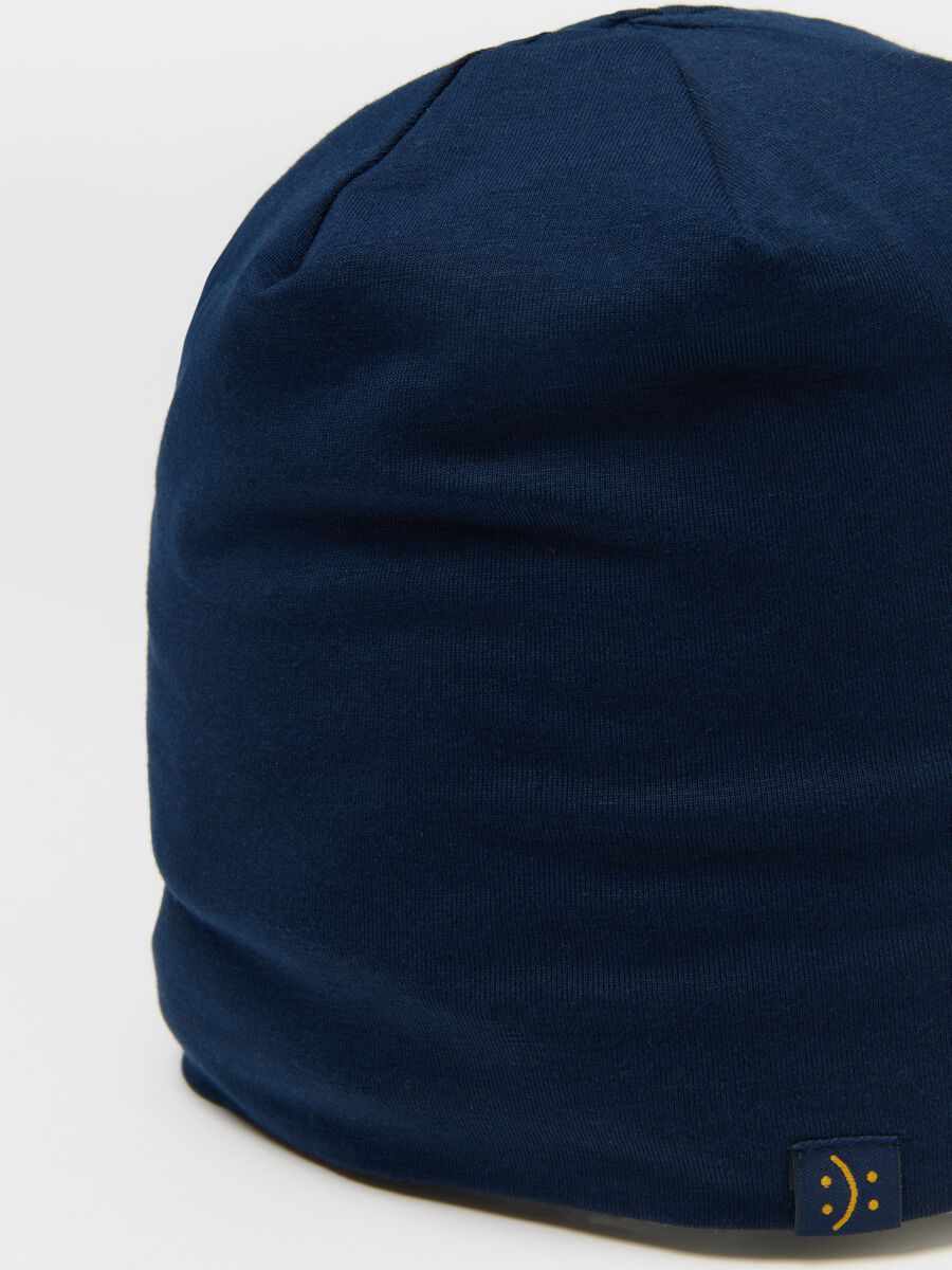 Blue stretch cotton children's hat with comfortable fit_2