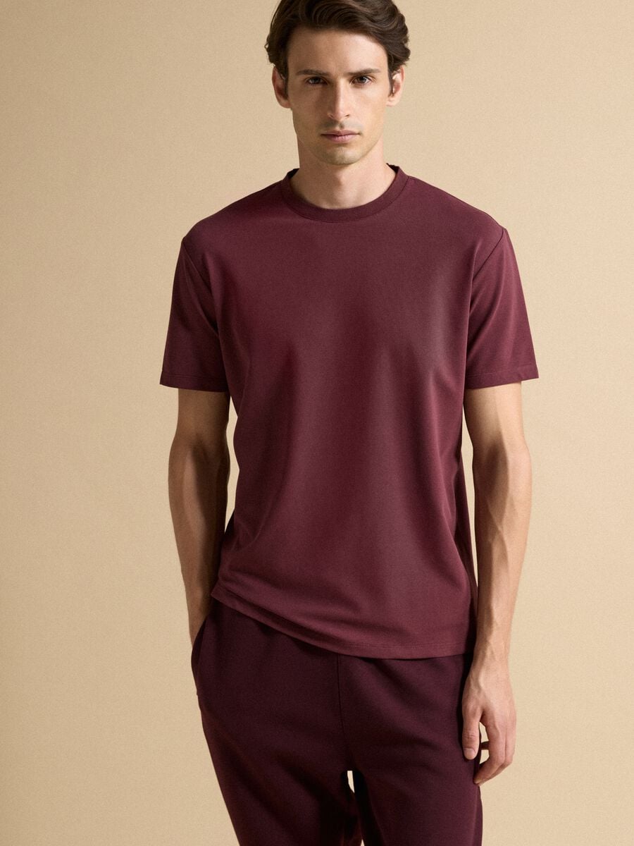 T-shirt rossa in misto cotone piquet elasticizzato regular fit Easy Dry_0