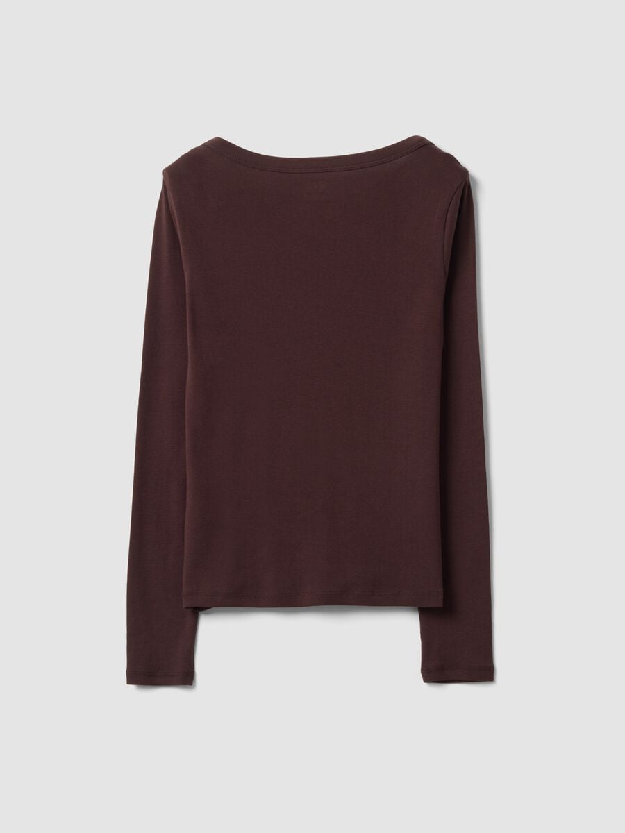 T-shirt marrone in puro cotone con girocollo regular fit_6