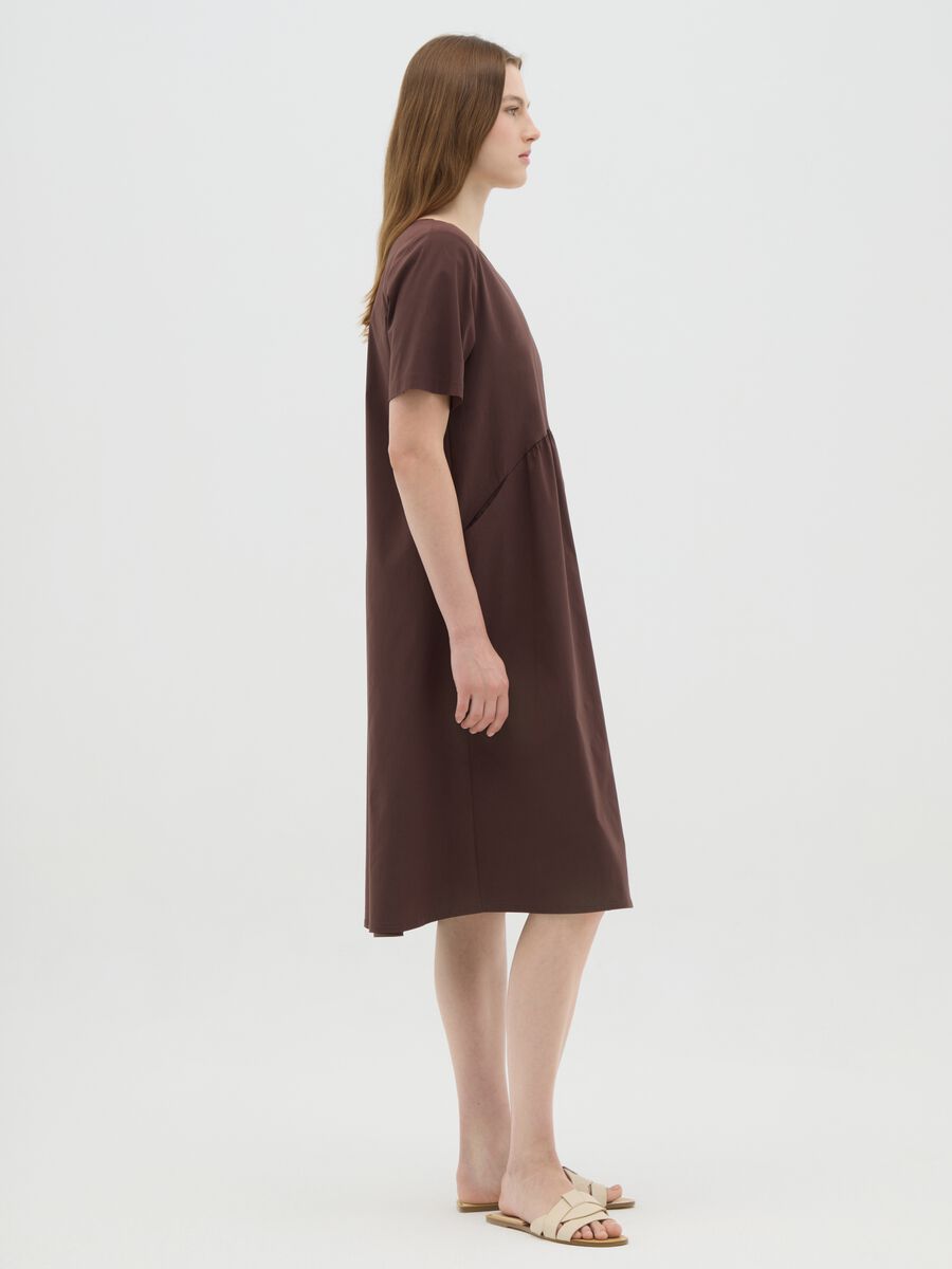 Brown viscose-blend women's dress with regular fit_1