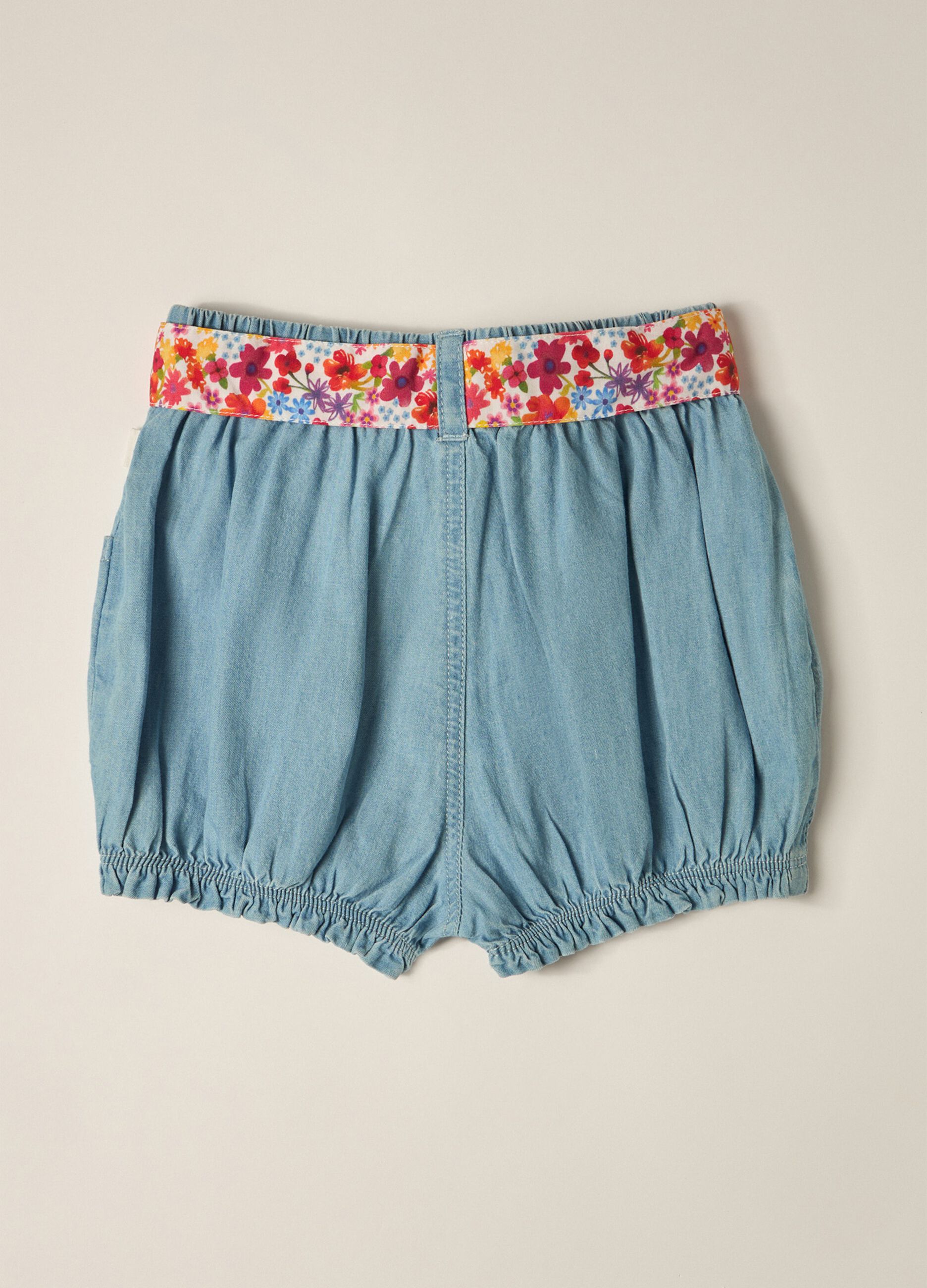 Shorts IANA in chambray di puro cotone neonata