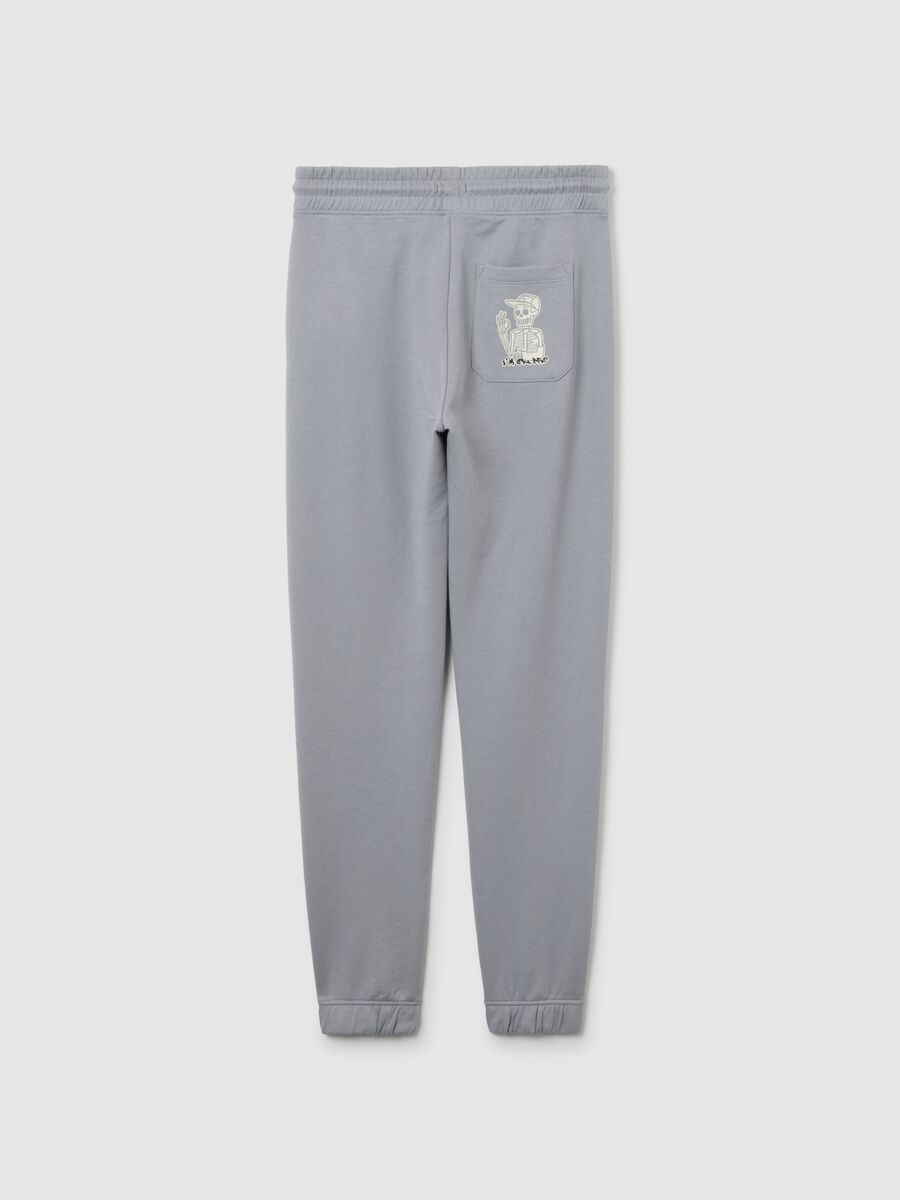 Pantaloni jogger da ragazzo in puro cotone grigio regular fit_1