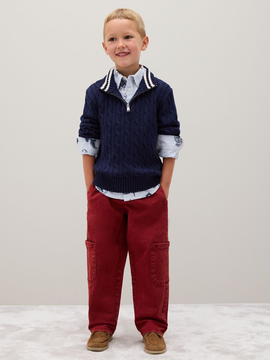 Children's Red Cotton Stretch Baggy Trousers_0