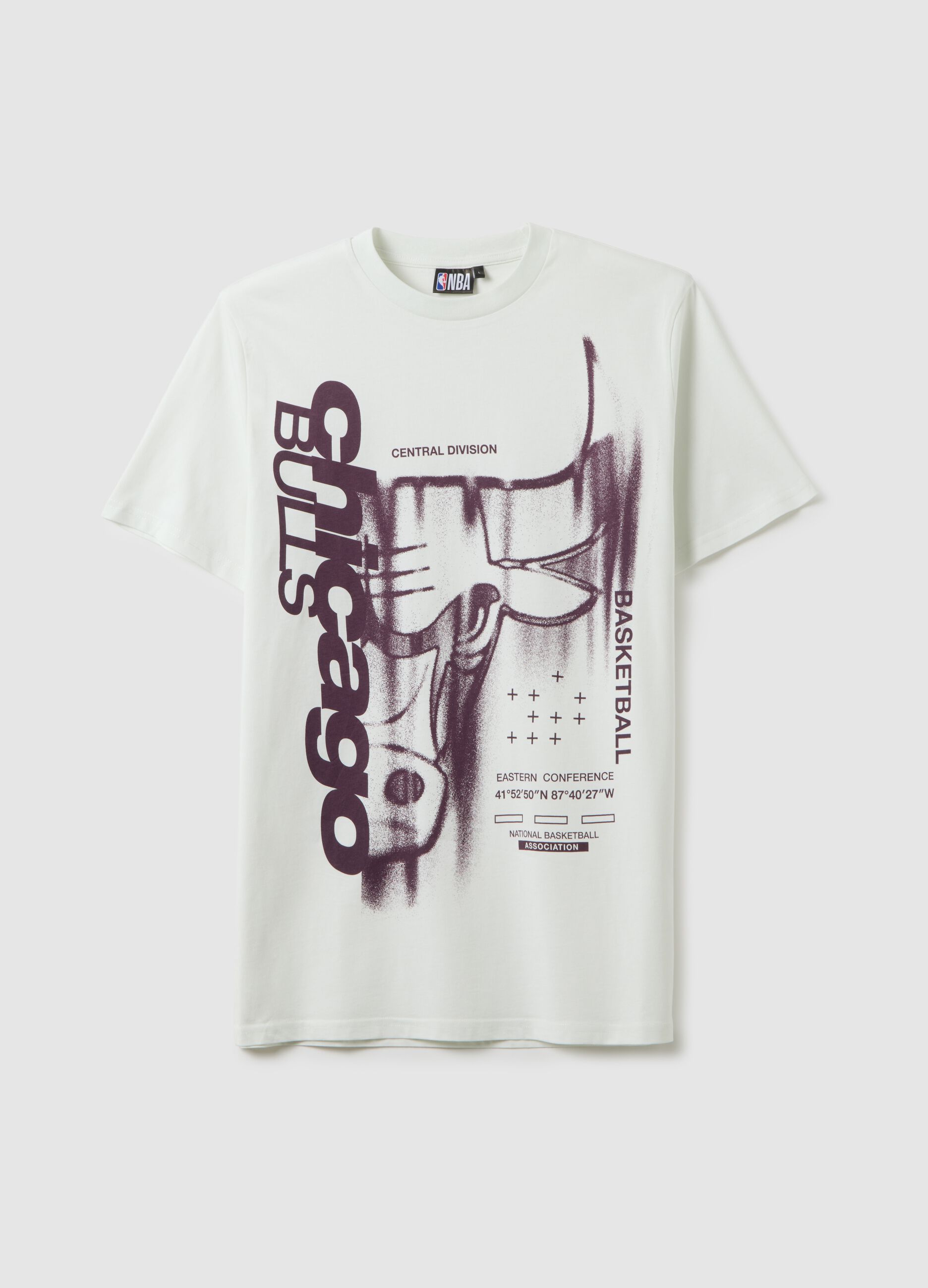 T-shirt in puro cotone bianca con stampa Chicago Bulls