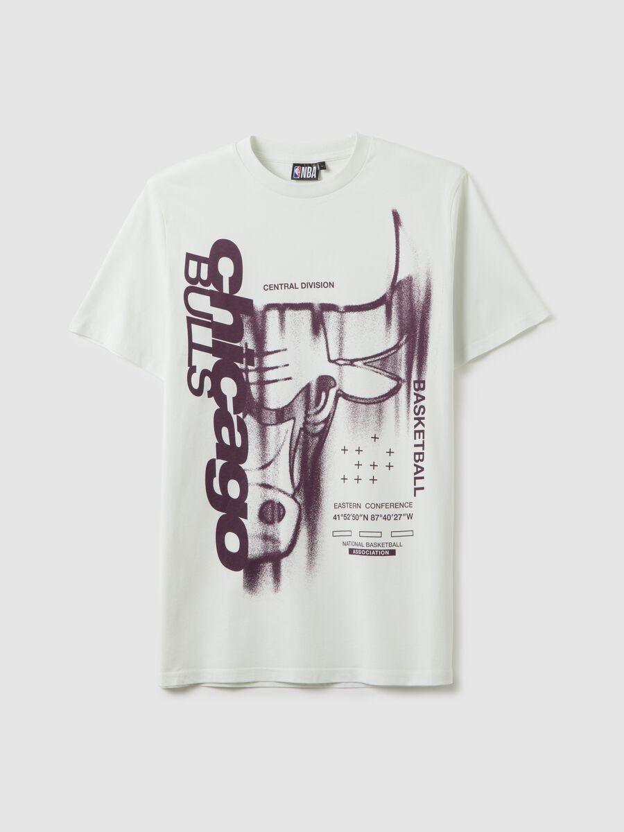 T-shirt in puro cotone bianca con stampa Chicago Bulls_4