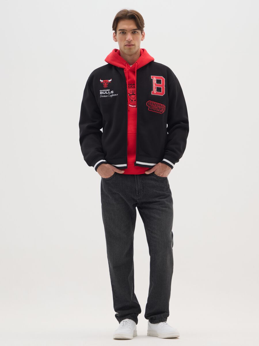 Black Chicago Bulls Jacket with Embroidered Details_1