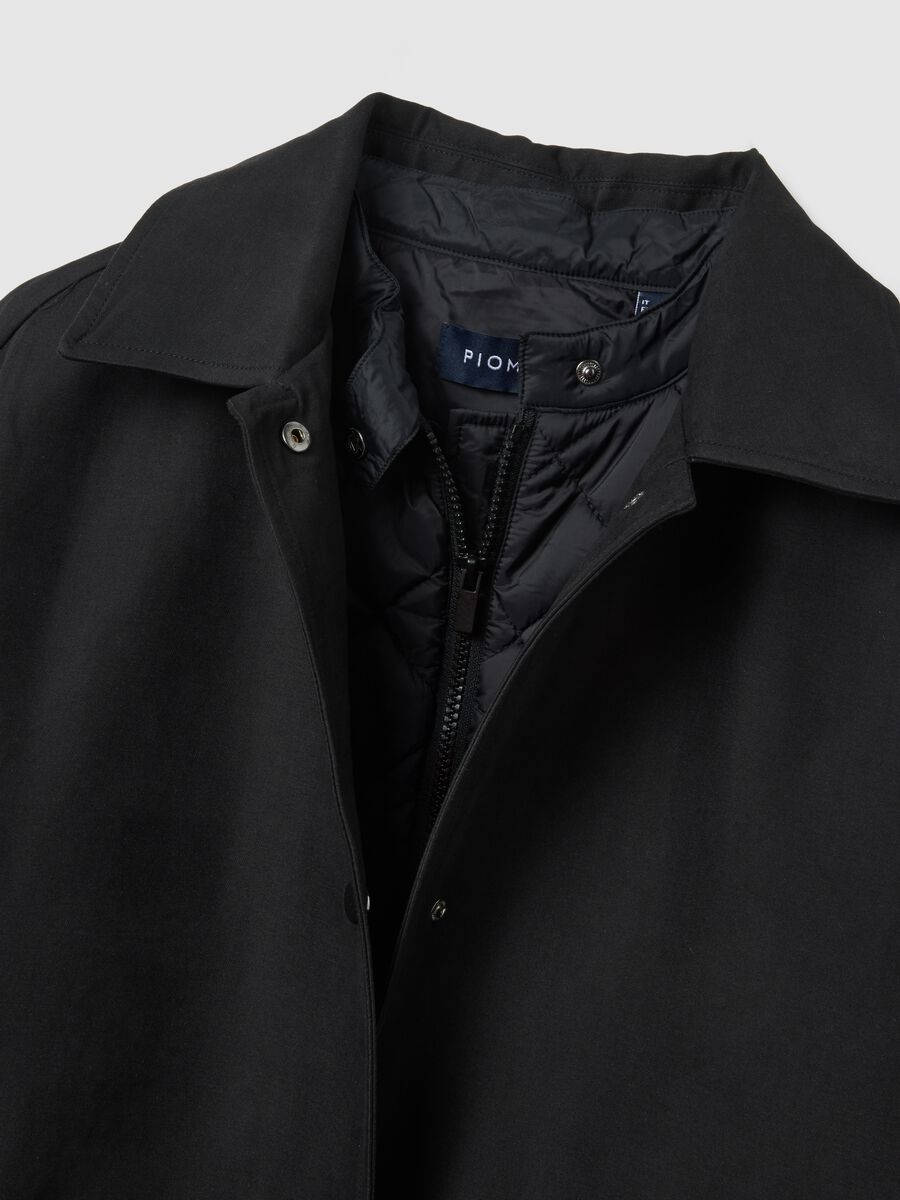 Black Long Cotton Blend Coat in Regular Fit_5