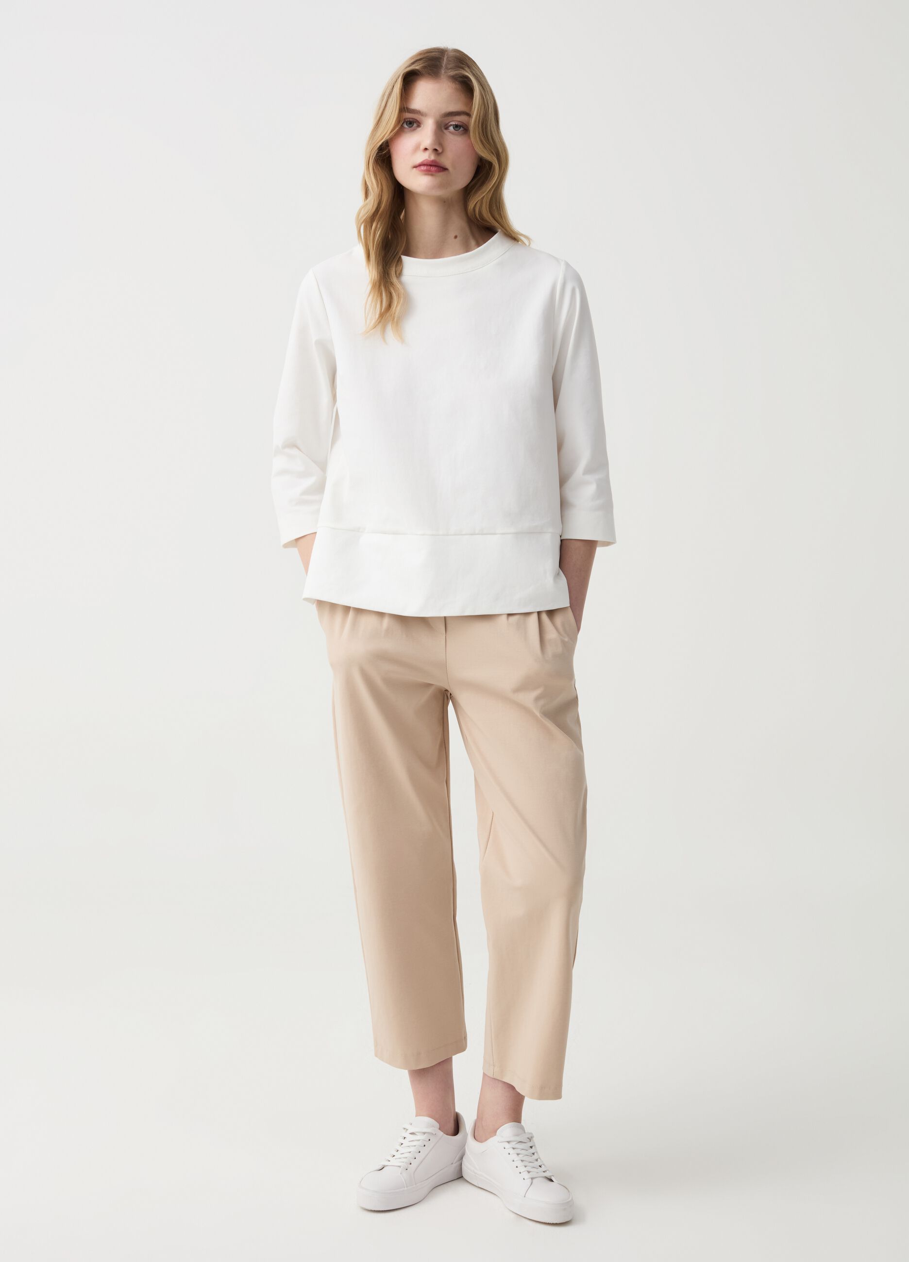 Ovs Pantalone crop a sigaretta con bottoni