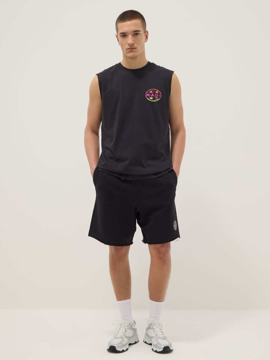 Canotta nera in puro cotone regular fit con stampa_1