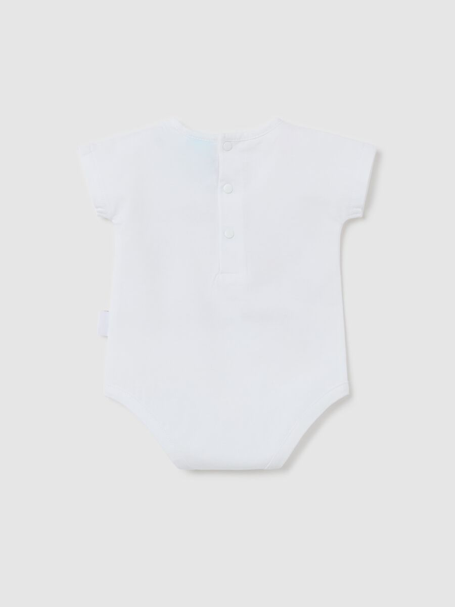 White bodysuit in organic cotton with Winnie the Pooh print_1
