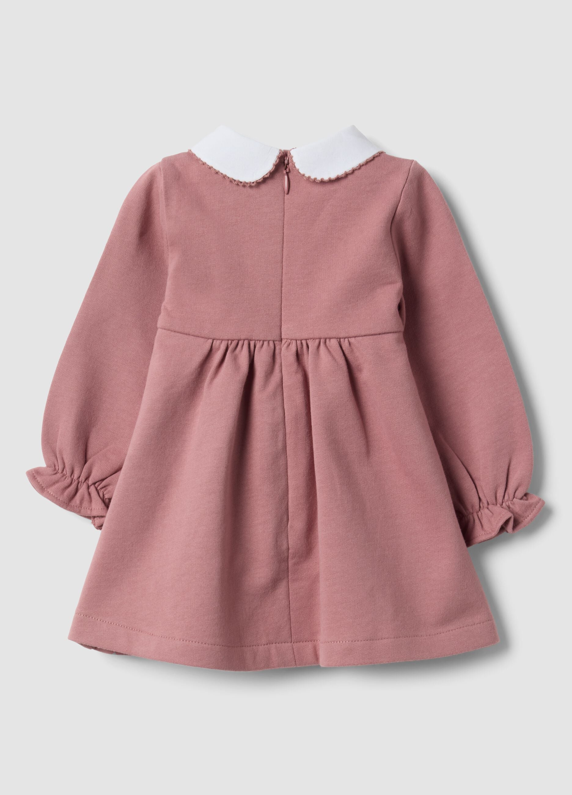 Pink dress in pure organic cotton with The Aristocats embroidery for baby girl