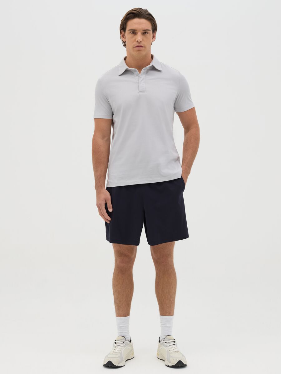 Blue Bermuda joggers in stretch fabric_0