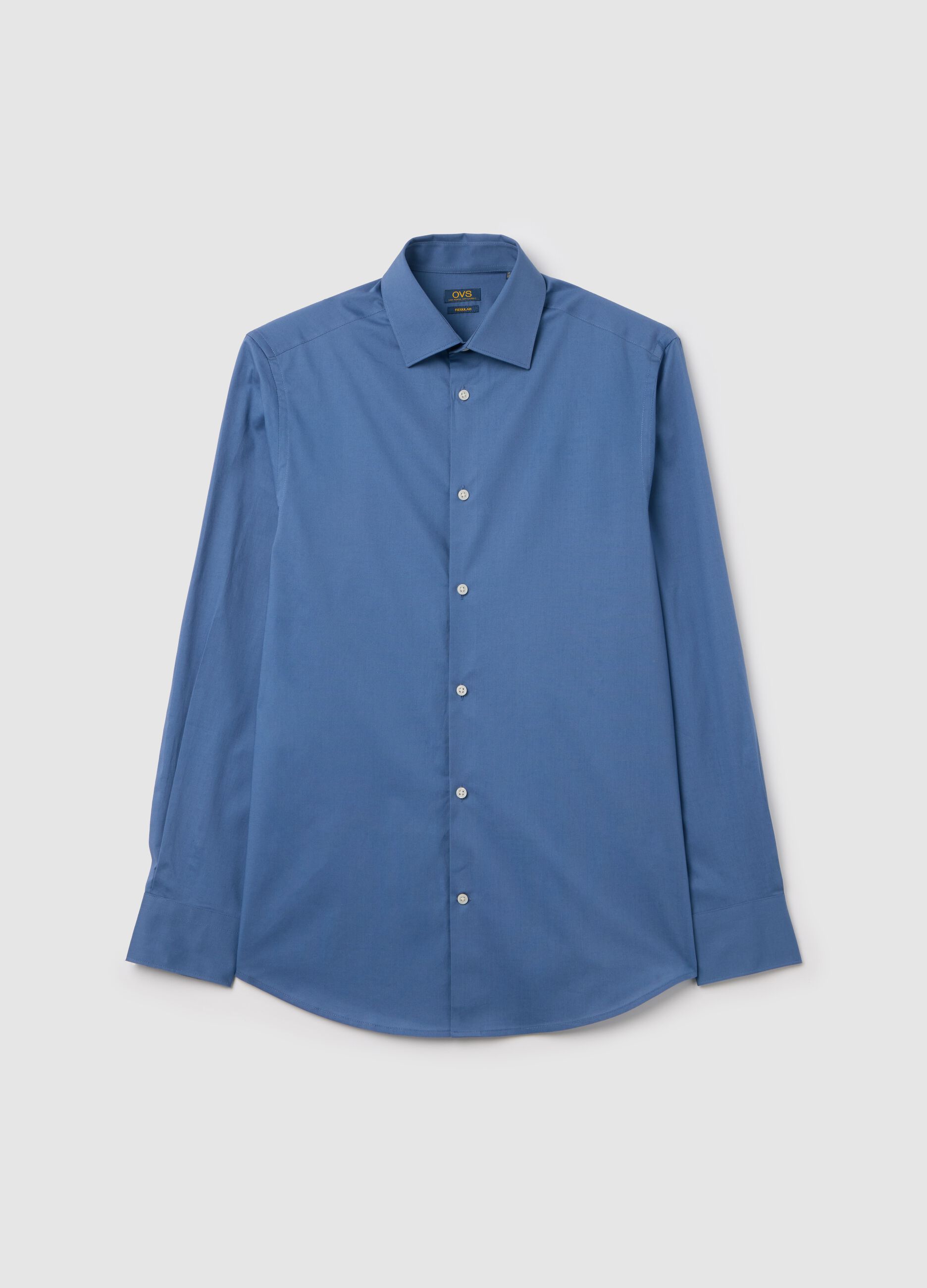 Regular-fit shirt in stretch cotton