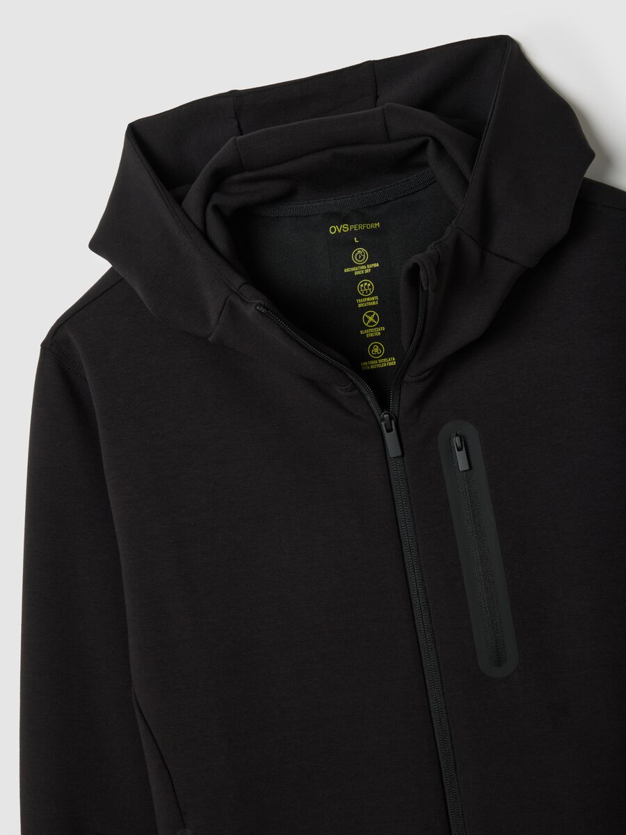 Black regular fit hoodie with zip_5