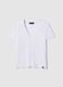 White pure cotton T-shirt regular fit deep V_4