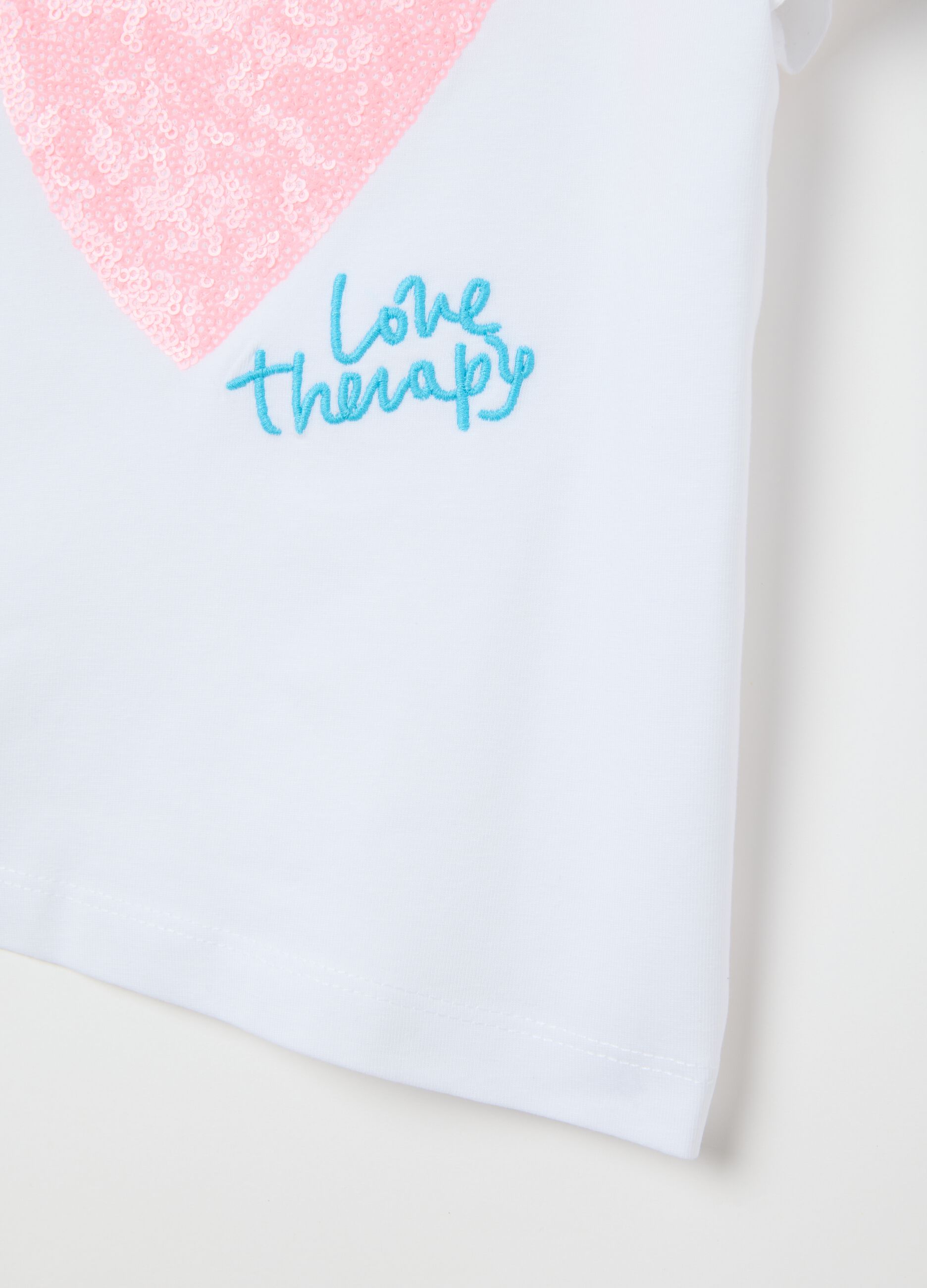 T-shirt da bambina in cotone elasticizzato bianca