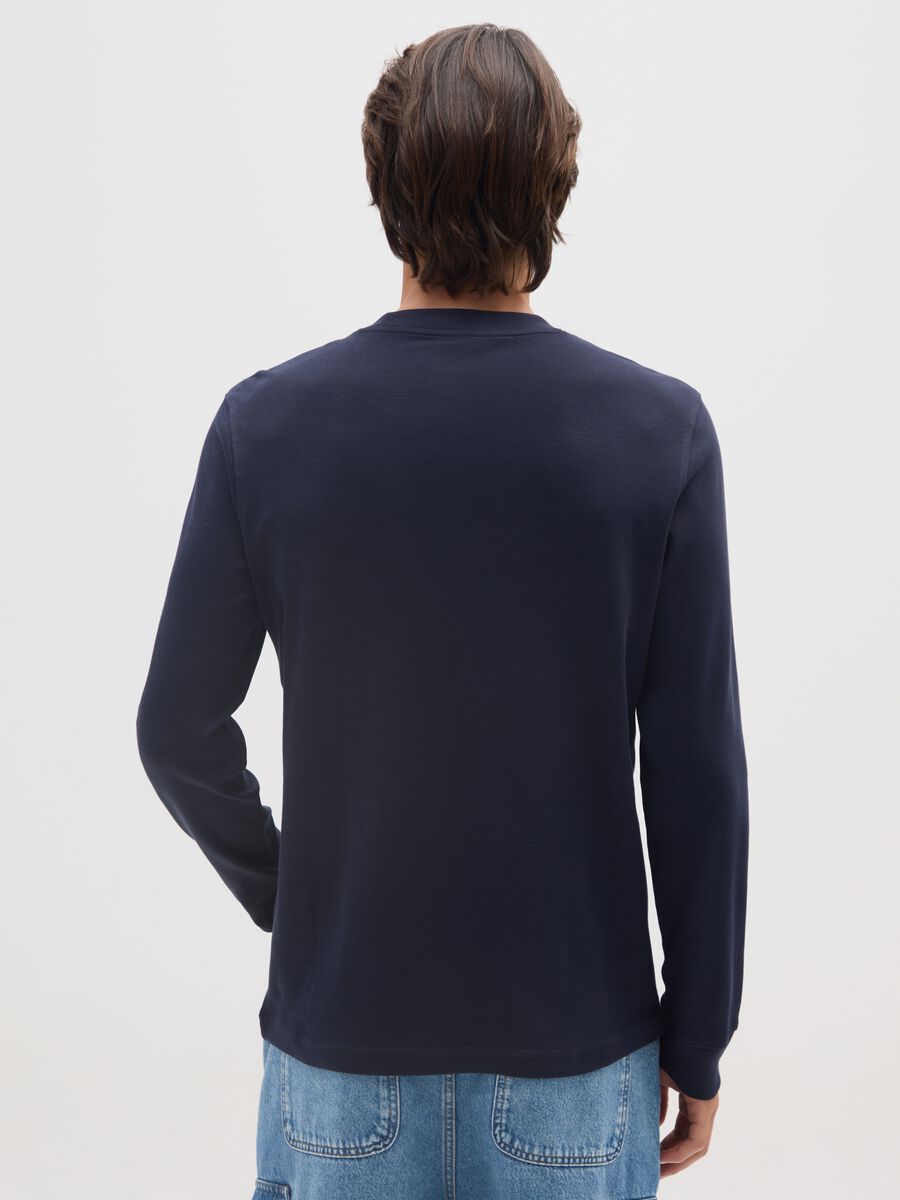 Long sleeve blue cotton t-shirt_2