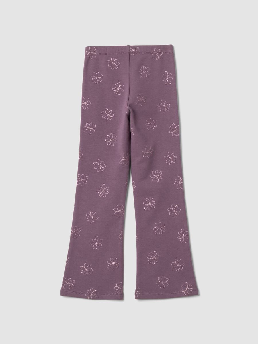 Purple skinny-fit floral leggings in stretch organic cotton_1