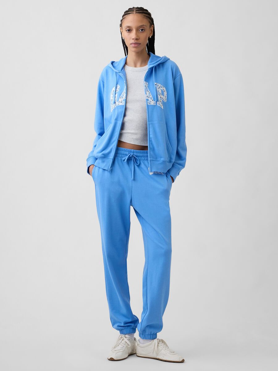 Regular fit cotton blend sweatshirt with logo, zip and hood_2