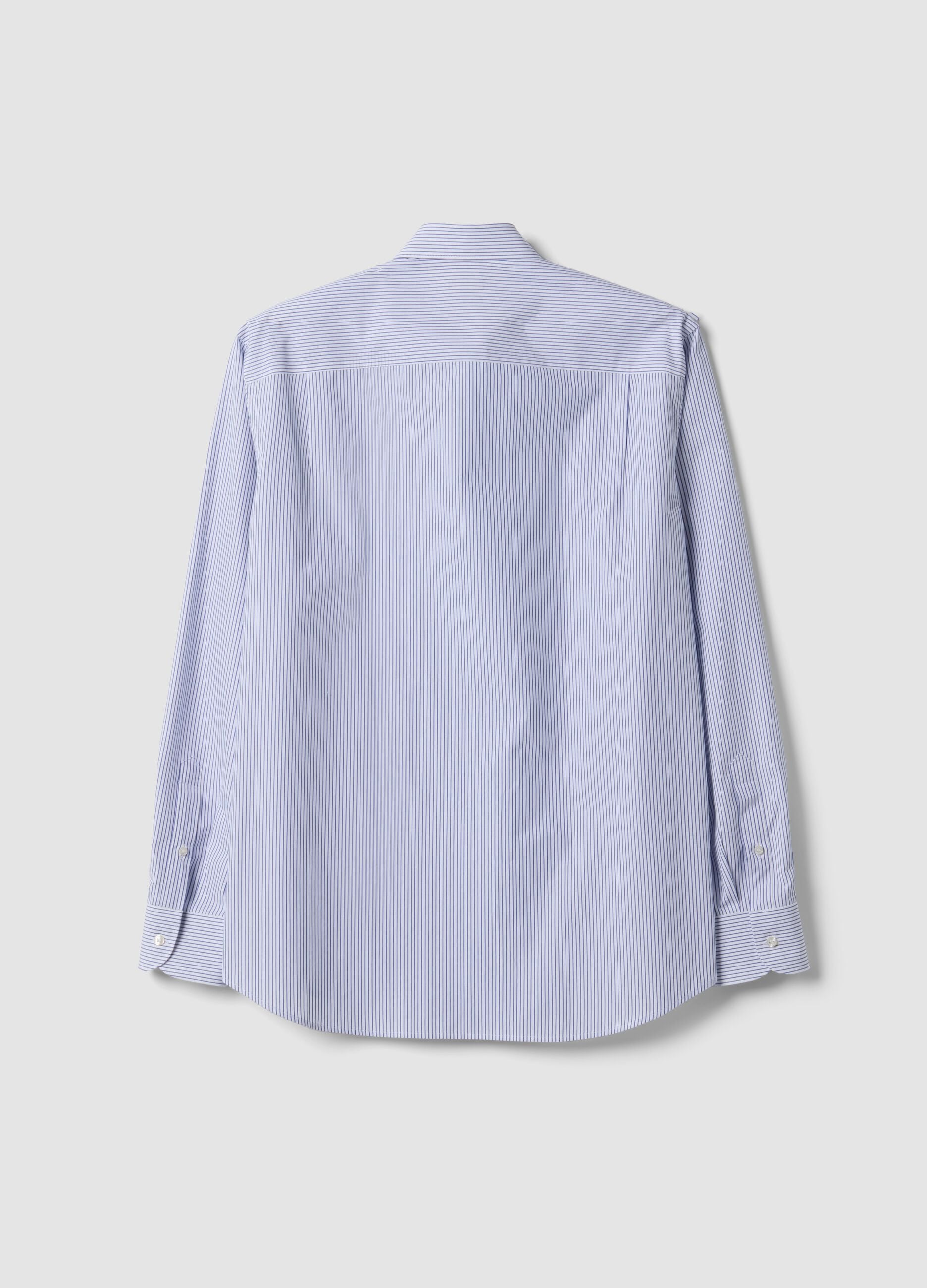 Blue striped pure cotton shirt, regular fit