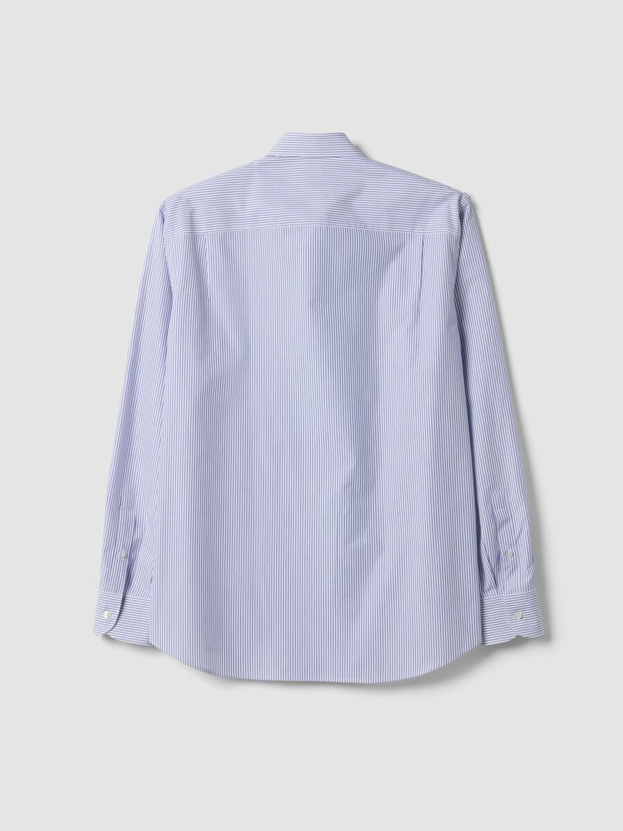 Camicia azzurra a righe in puro cotone regular fit_2