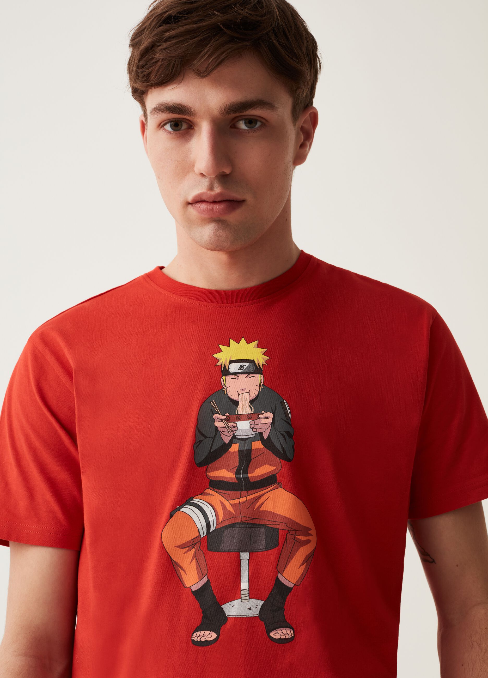 Cotton T-shirt with Naruto print