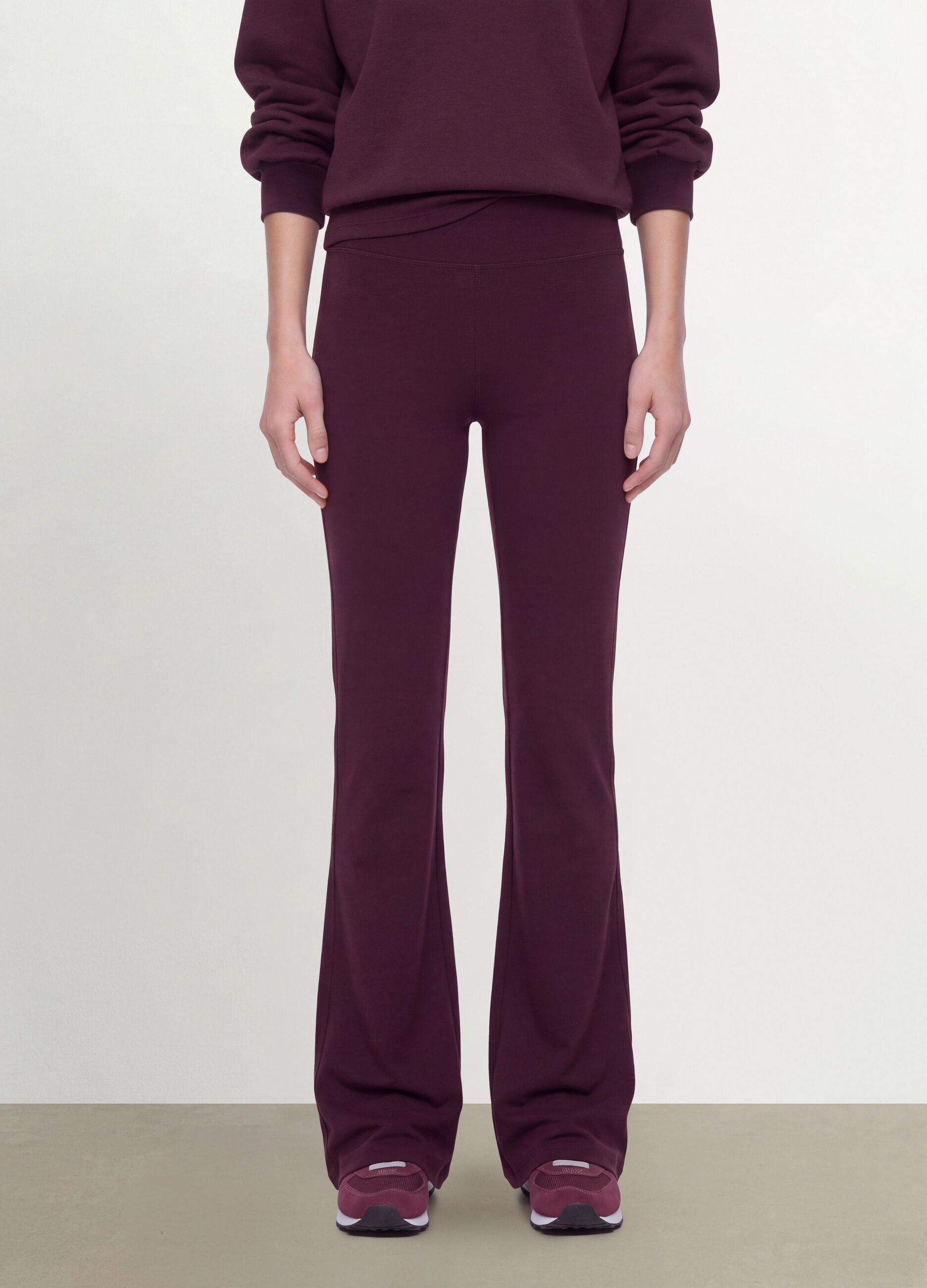 Leggings viola flare fit in viscosa jersey elasticizzata
