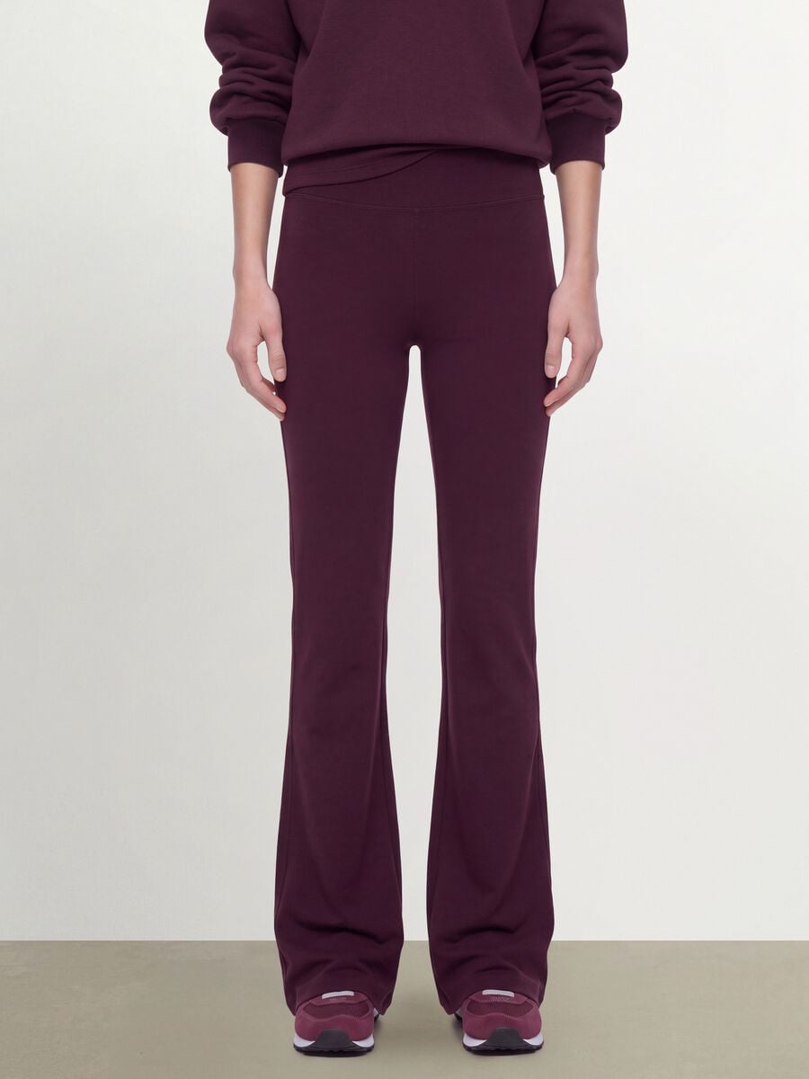 Leggings viola flare fit in viscosa jersey elasticizzata_1