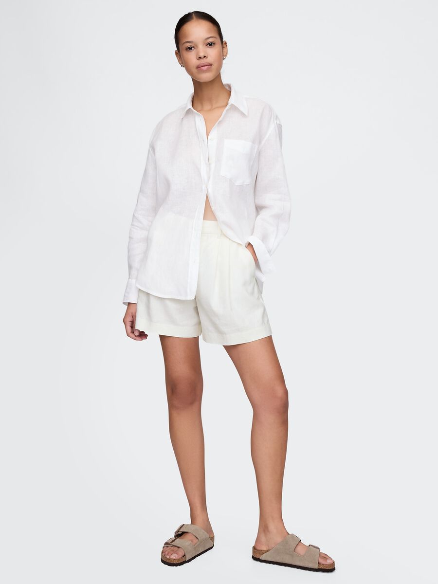 White Linen and Viscose Shorts by Gap_0
