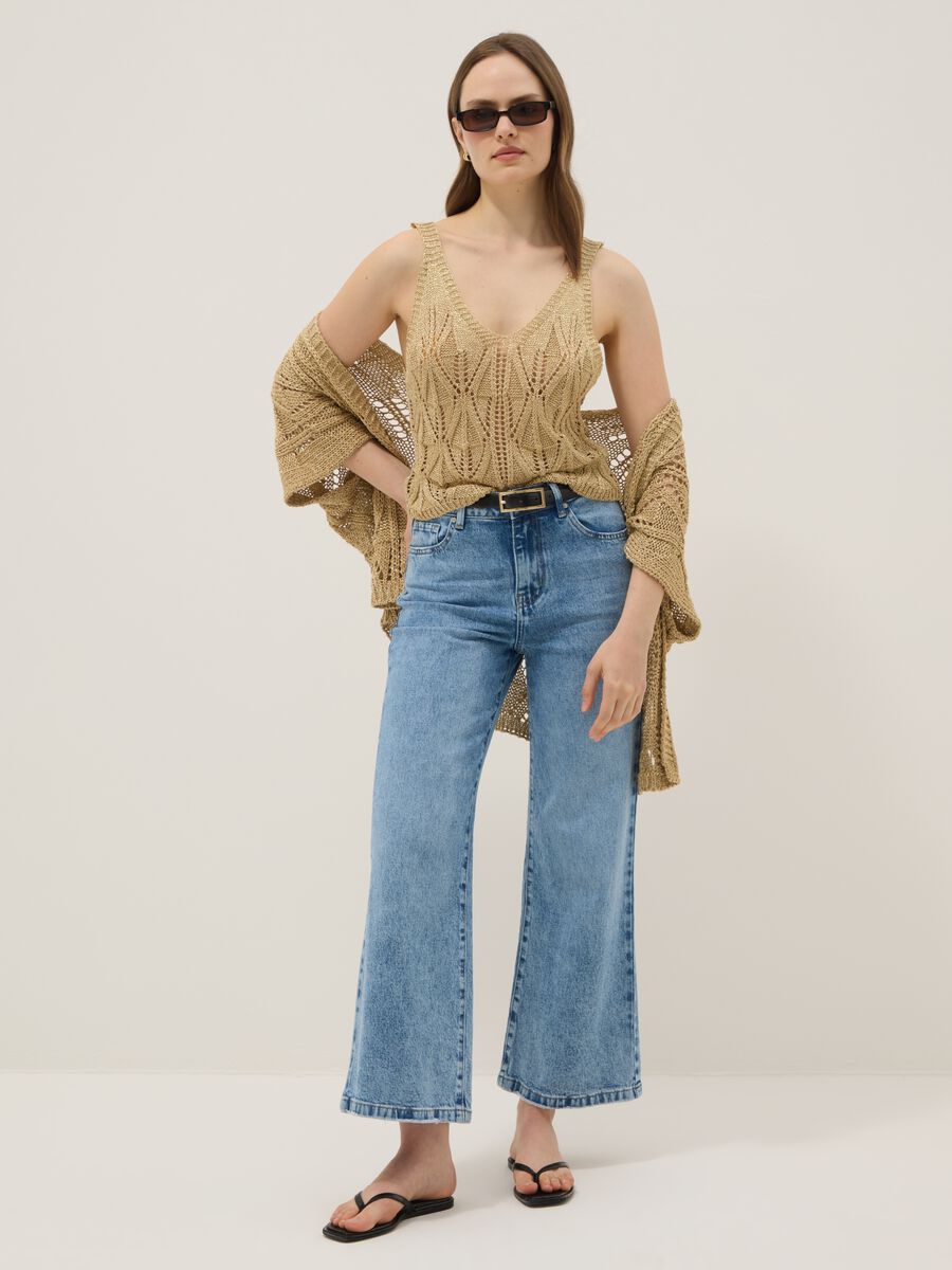 Beige open-knit viscose-blend top, regular fit_2