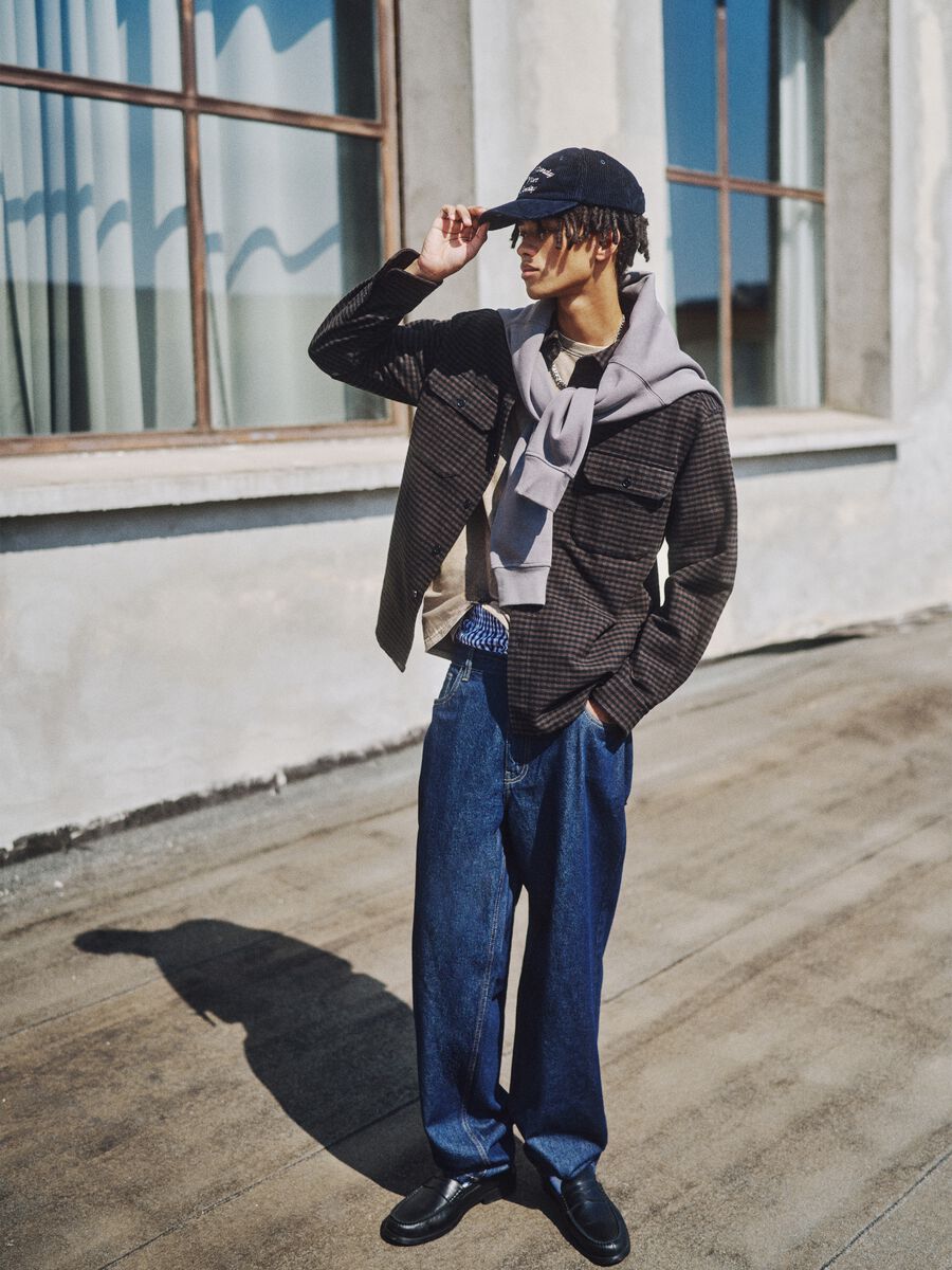 Brown plaid shirt in pure cotton and flannel with regular fit_0