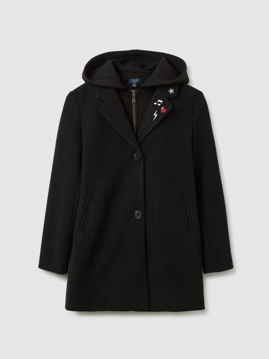 Black coat with removable hood_0